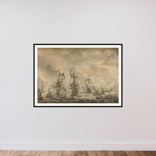 Battle between the Dutch and Swedish Fleets, in the Sound, 8 November 1658 framed — shown to scale