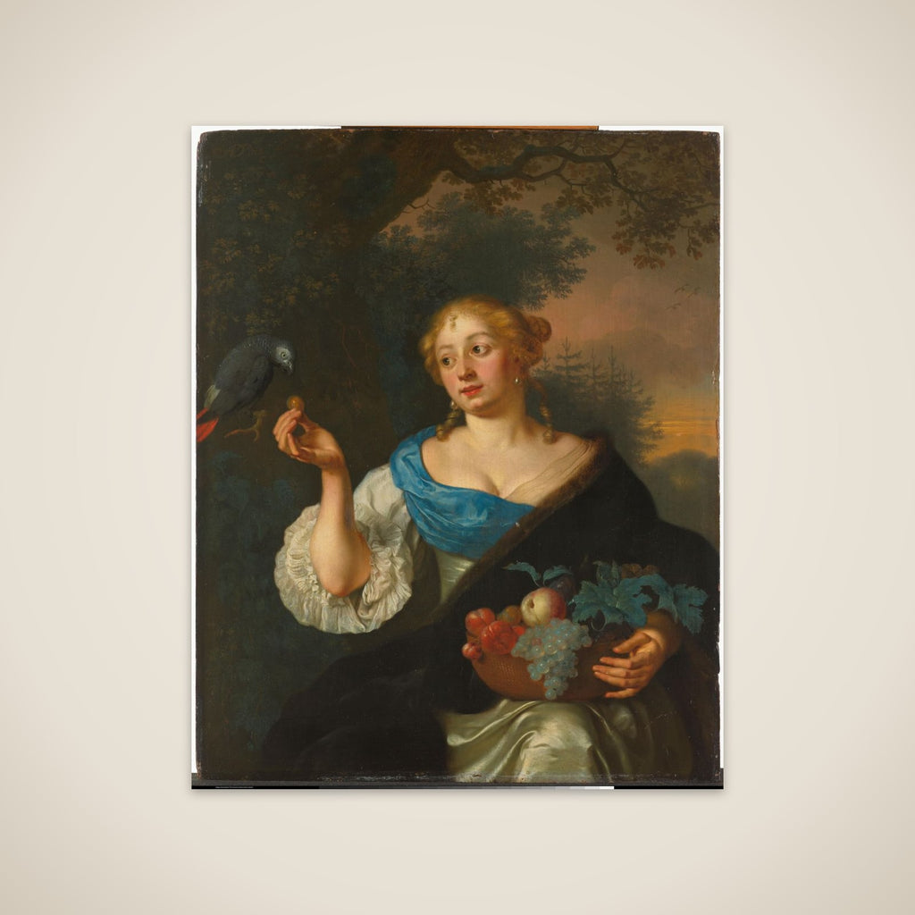 A young Woman with a Parrot unframed print