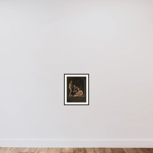 A Statue of Venus, with a Girl Drawing and a Boy framed — shown to scale