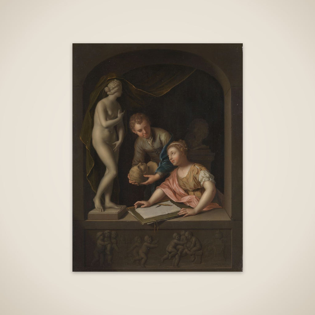 A Statue of Venus, with a Girl Drawing and a Boy unframed print