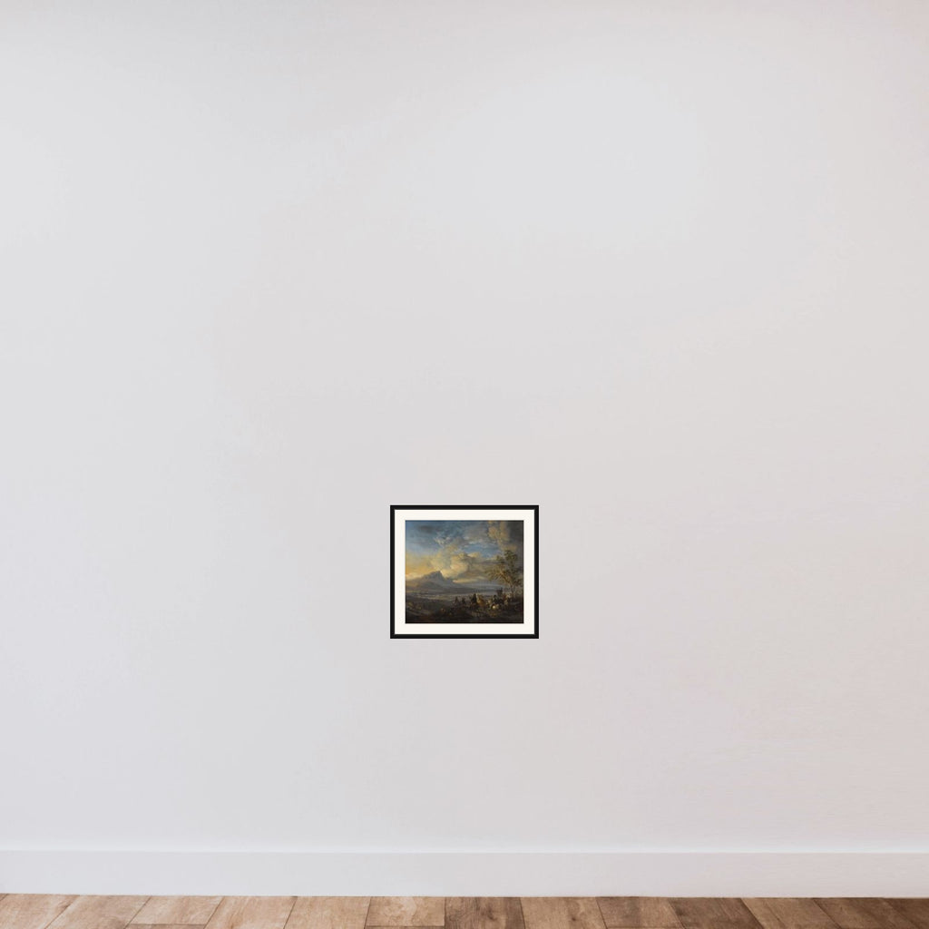 The Falcon Hunt framed — shown to scale