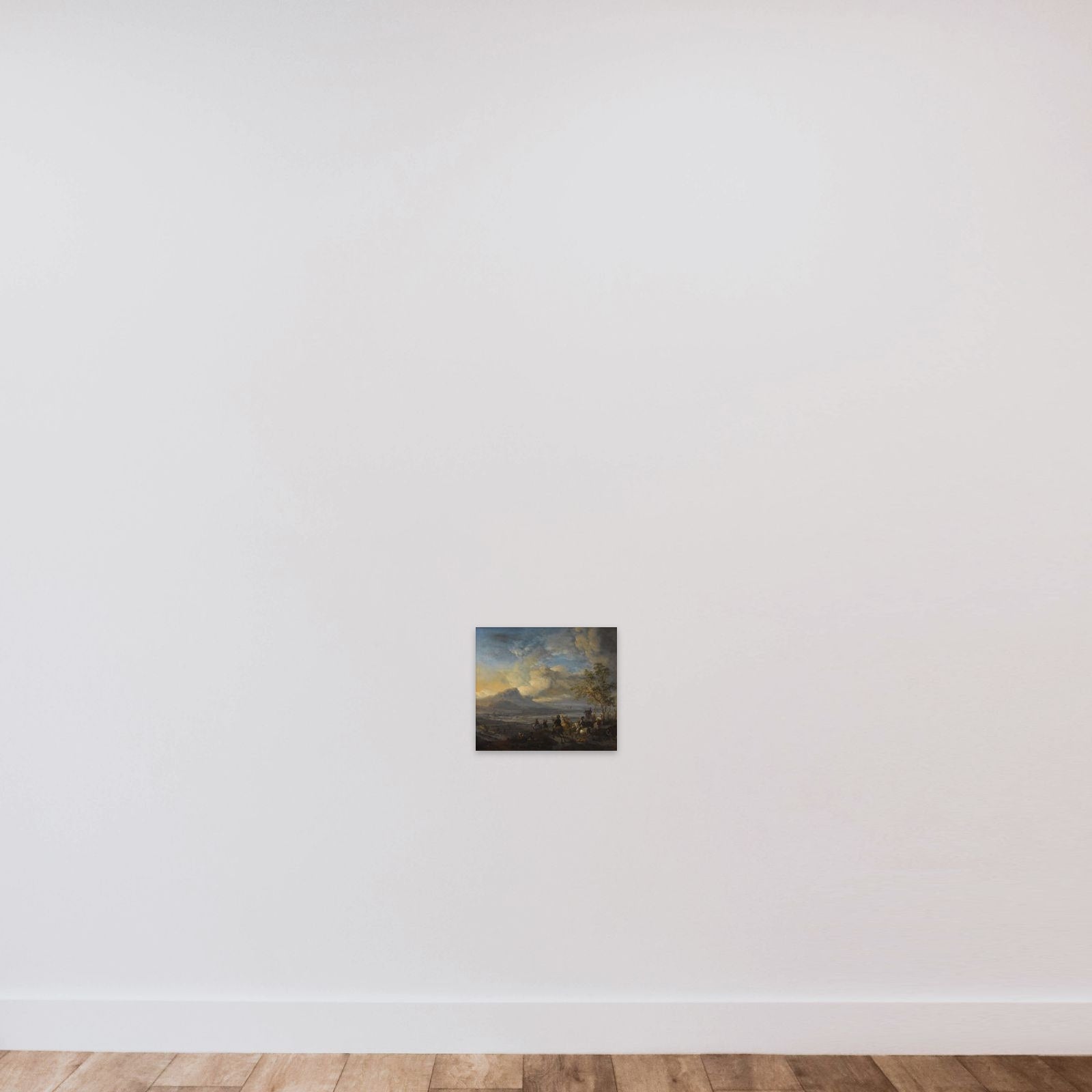 The Falcon Hunt unframed — shown to scale