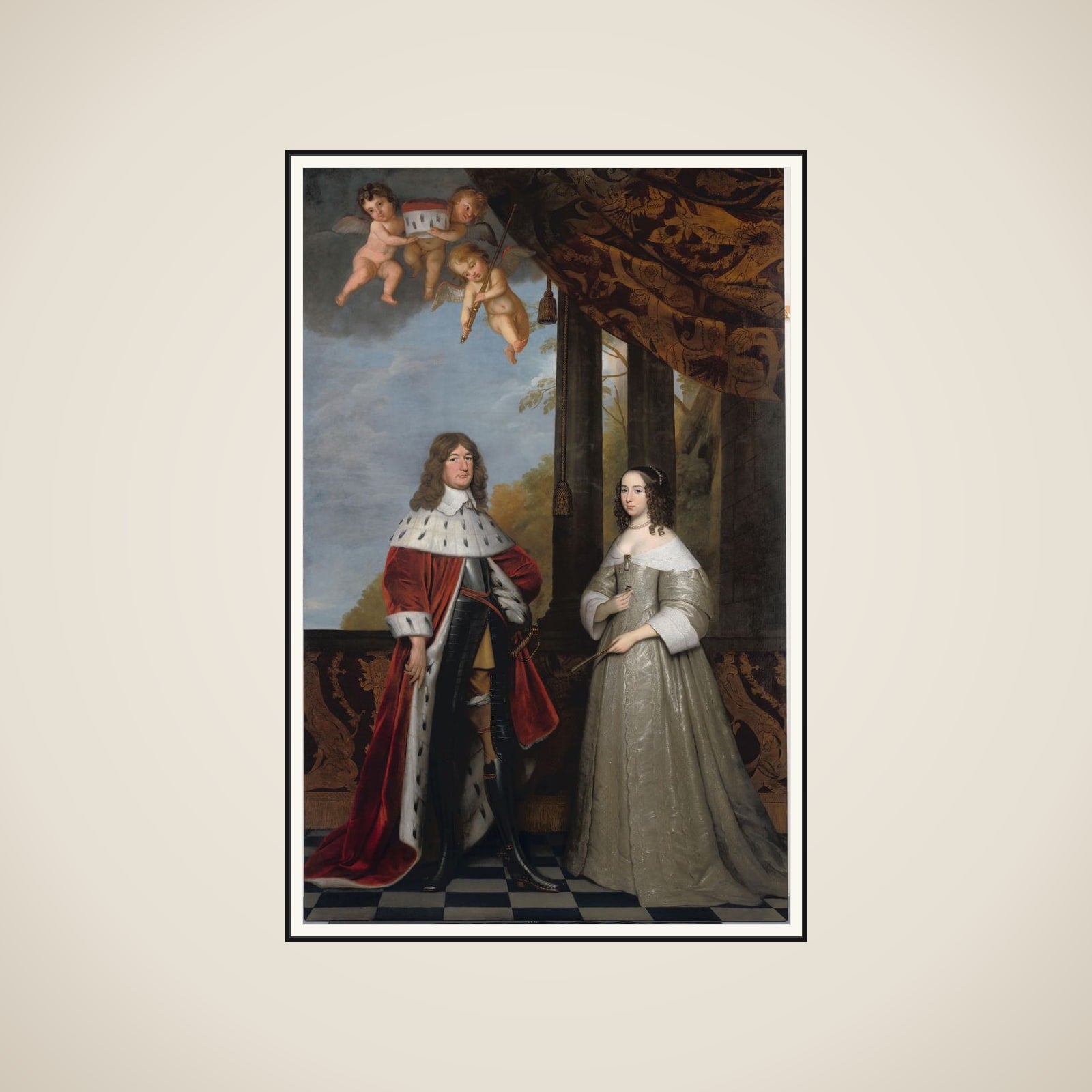 Portrait of Friedrich Wilhelm (1620-88), Elector of Brandenburg, and his Wife Louise Henriette (1627-67), Countess of Orange-Nassau framed