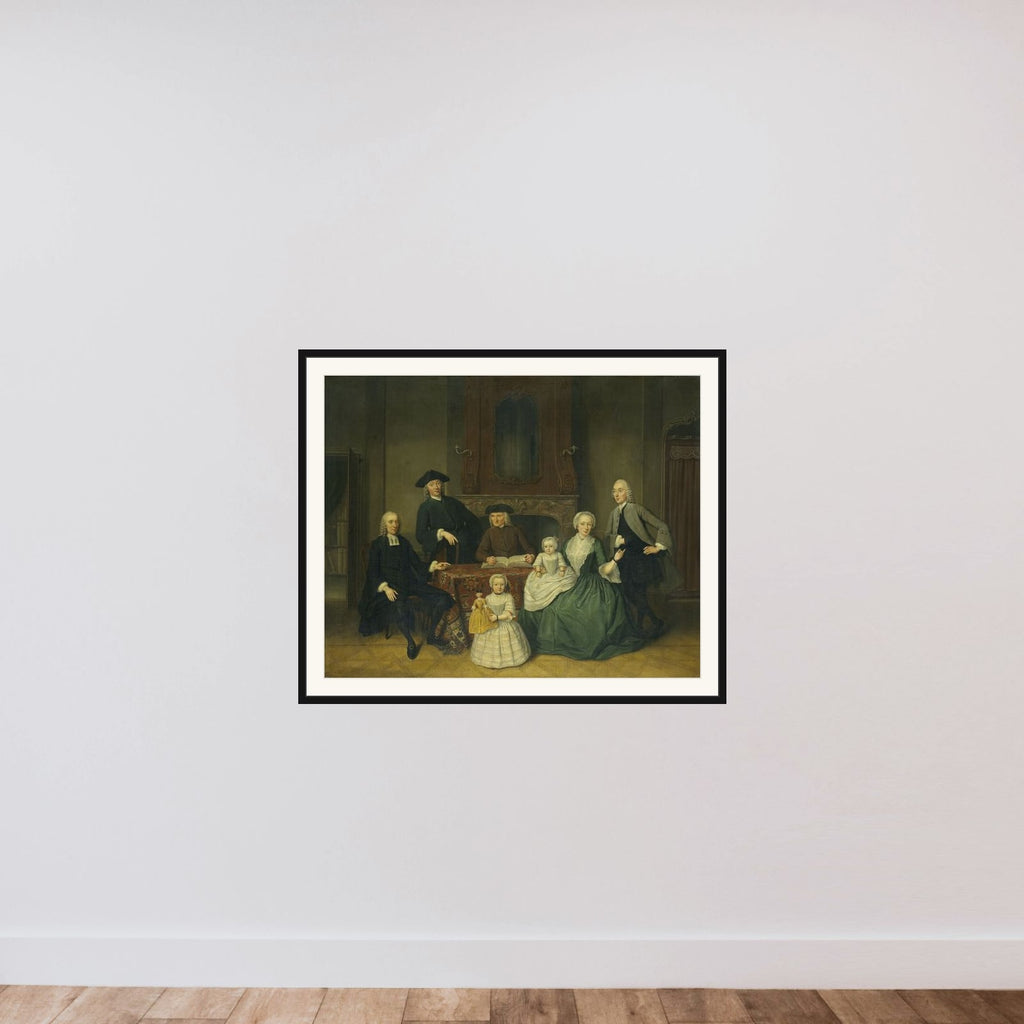 Portrait of the Brak Family, Amsterdam Mennonites framed — shown to scale