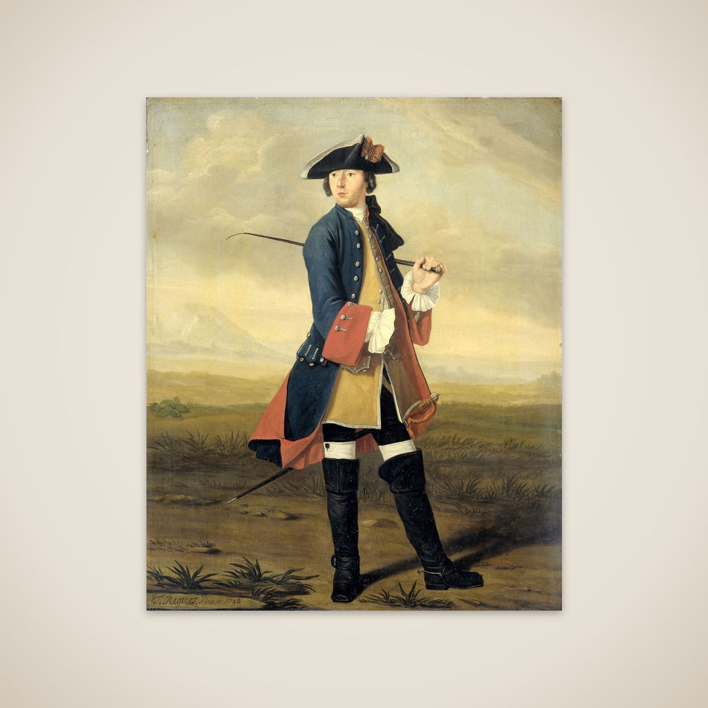 Portrait of Ludolf Backhuysen II, Painter, in the Uniform of the Dragoons unframed print
