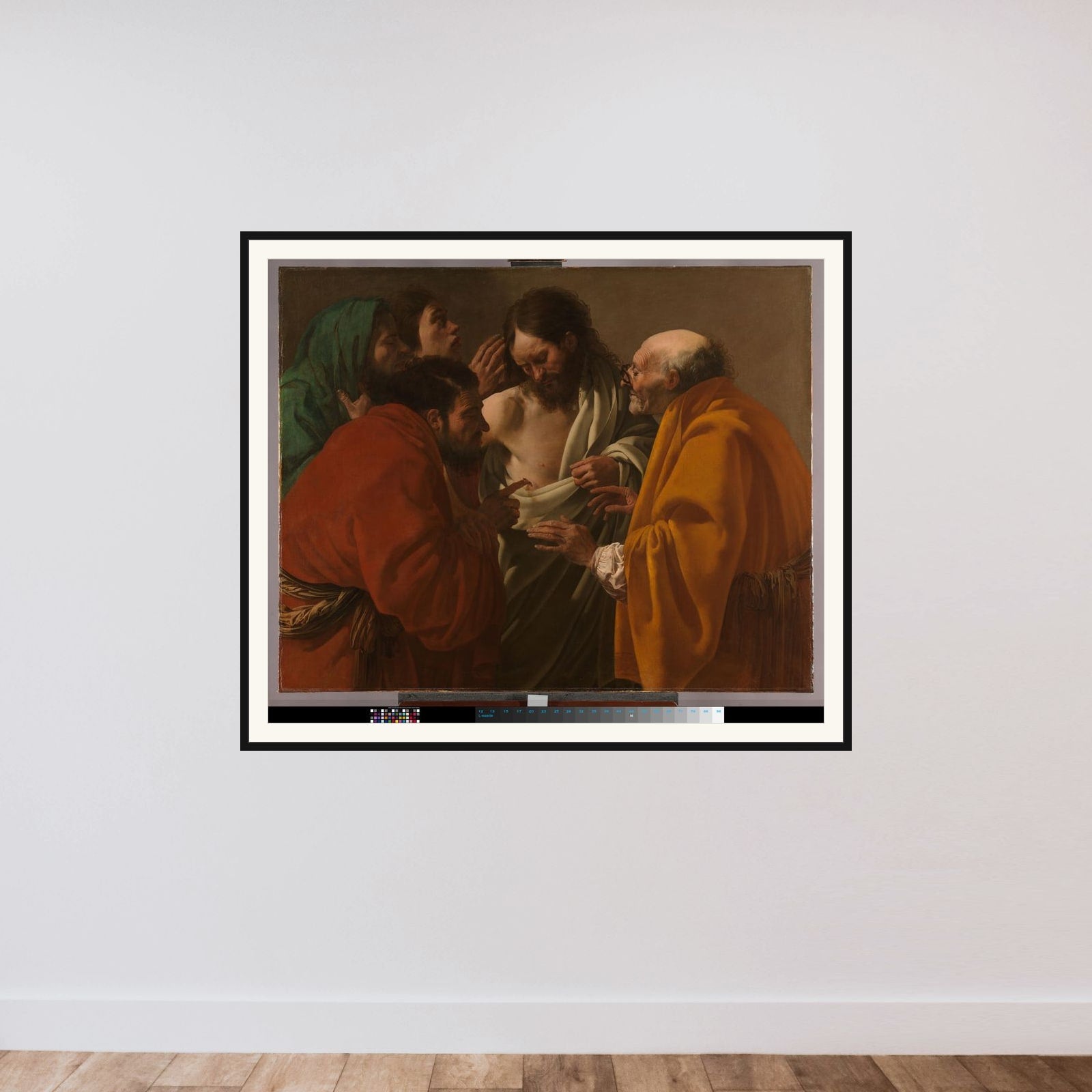 The Incredulity of St Thomas framed — shown to scale