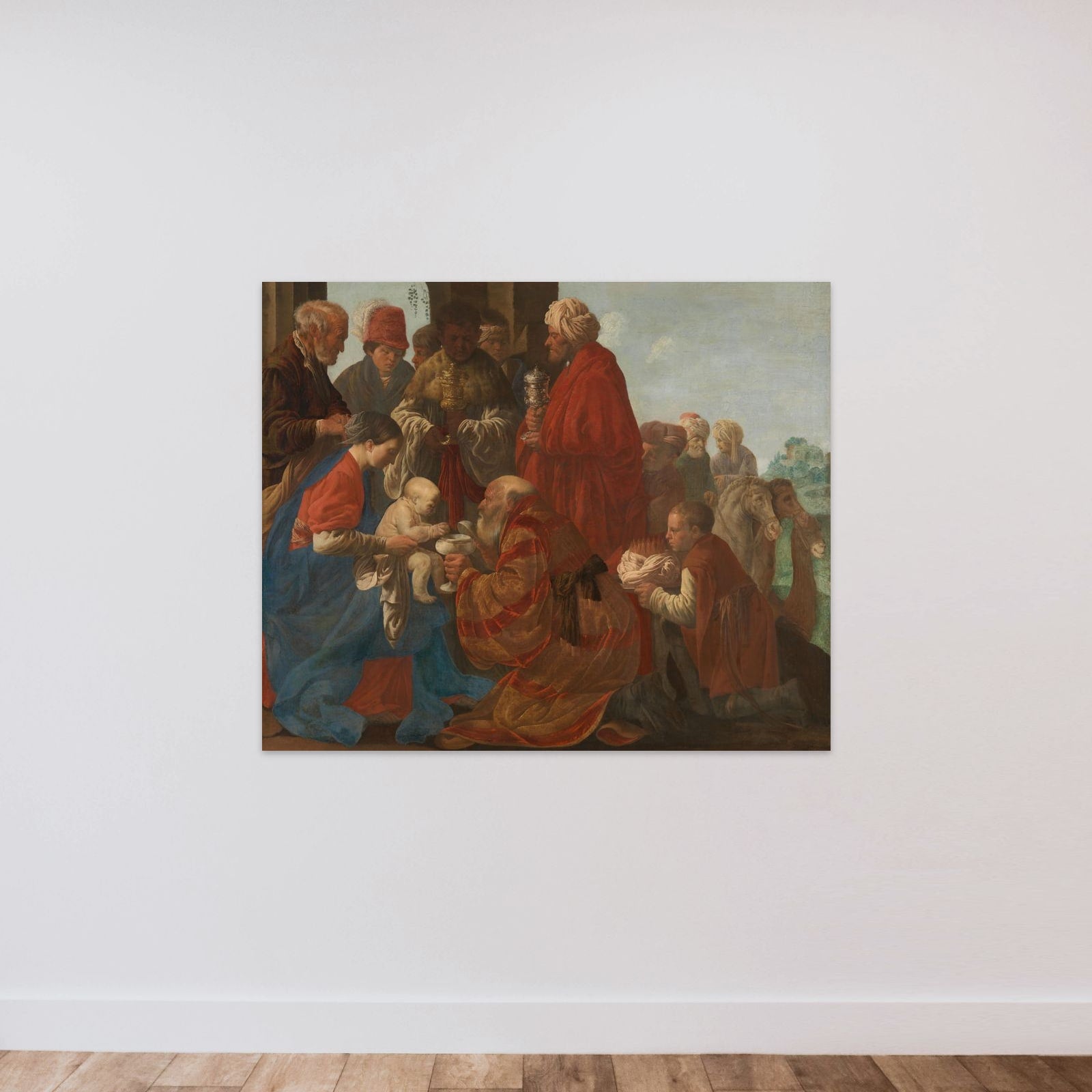 The Adoration of the Kings unframed — shown to scale