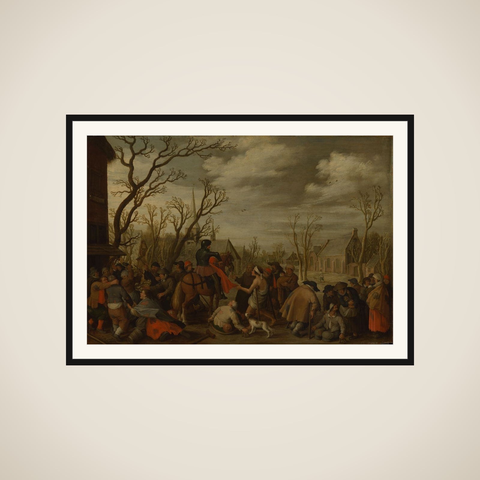 St Martin Cutting Off Part of his Cloak for a Beggar framed