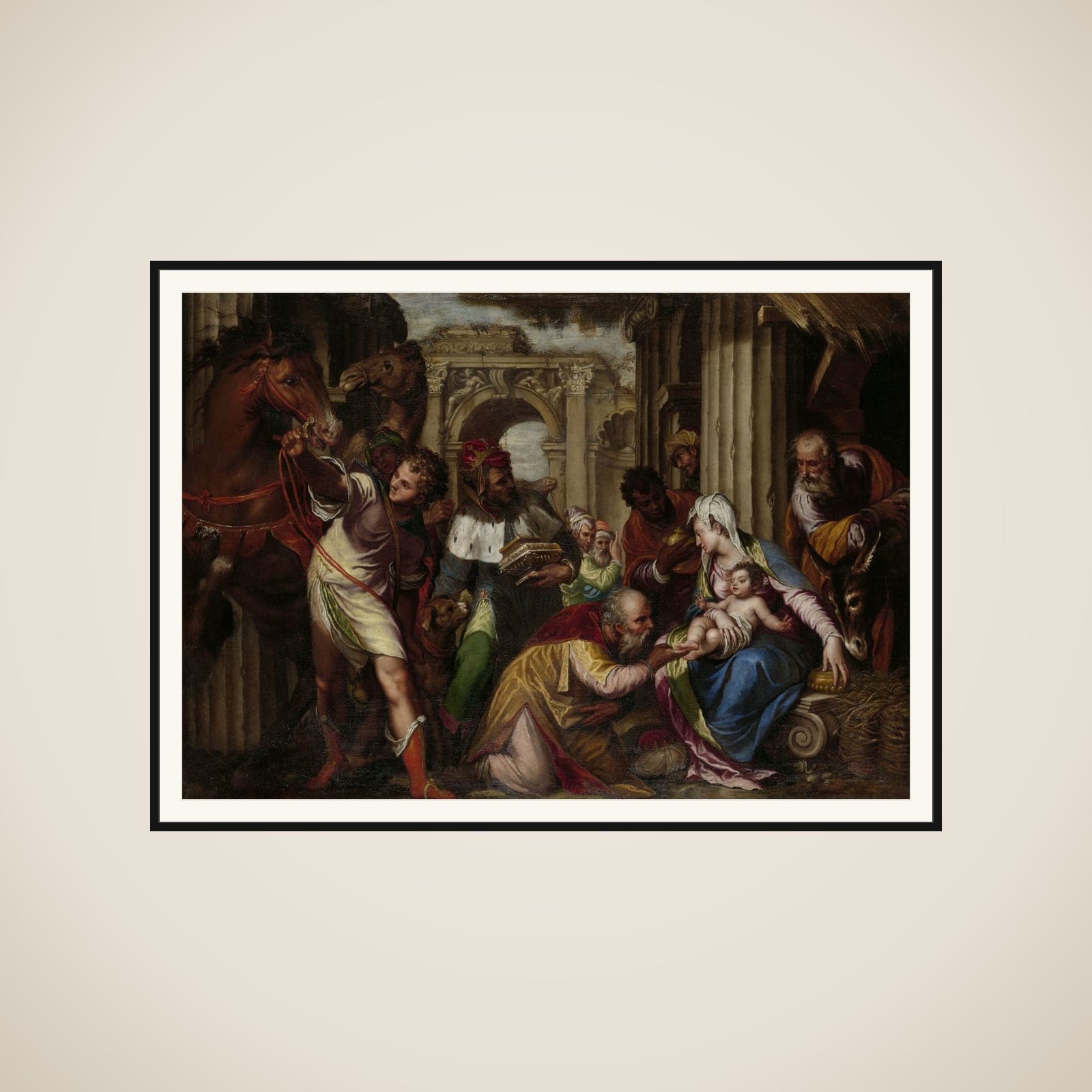 The Adoration of the Magi framed