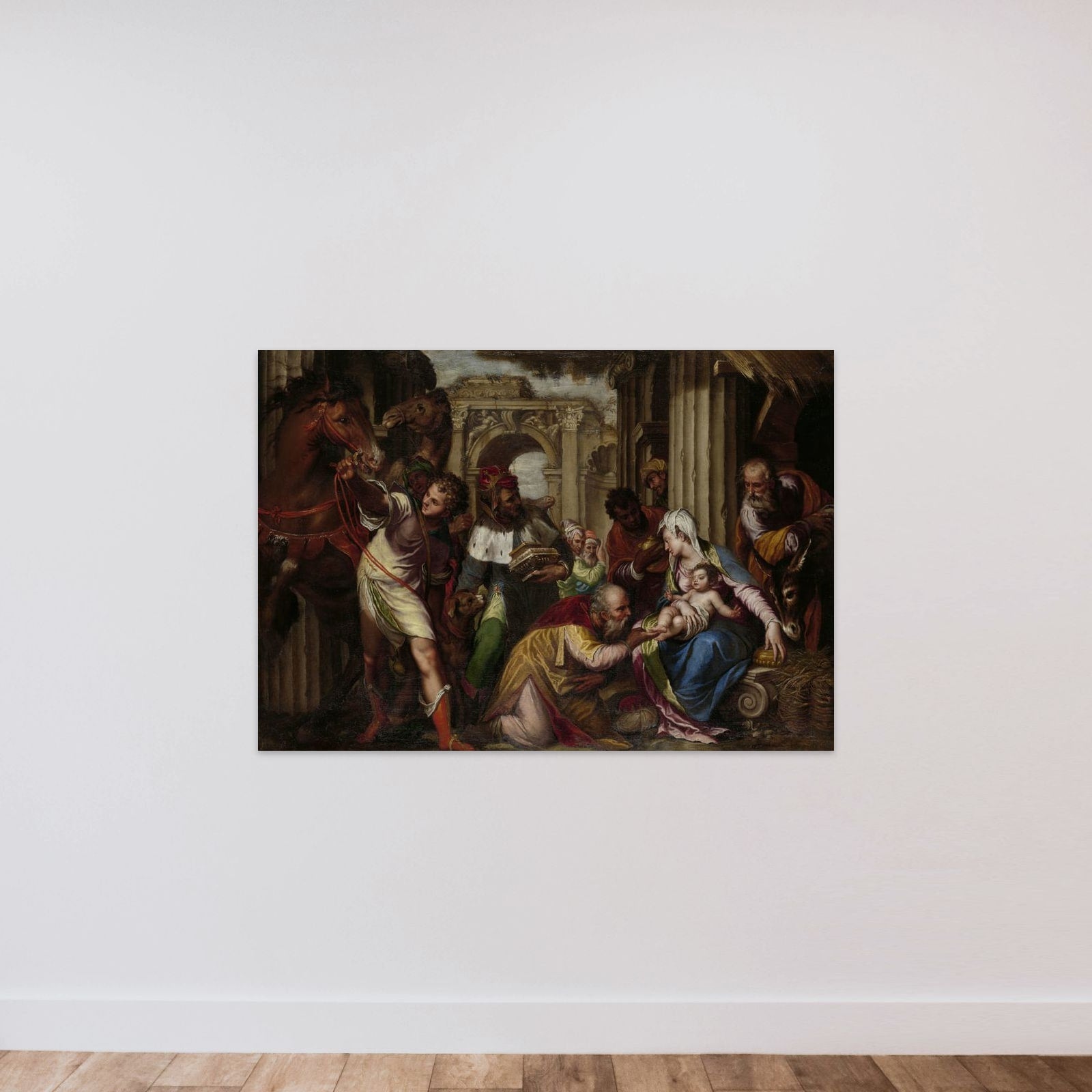 The Adoration of the Magi unframed — shown to scale