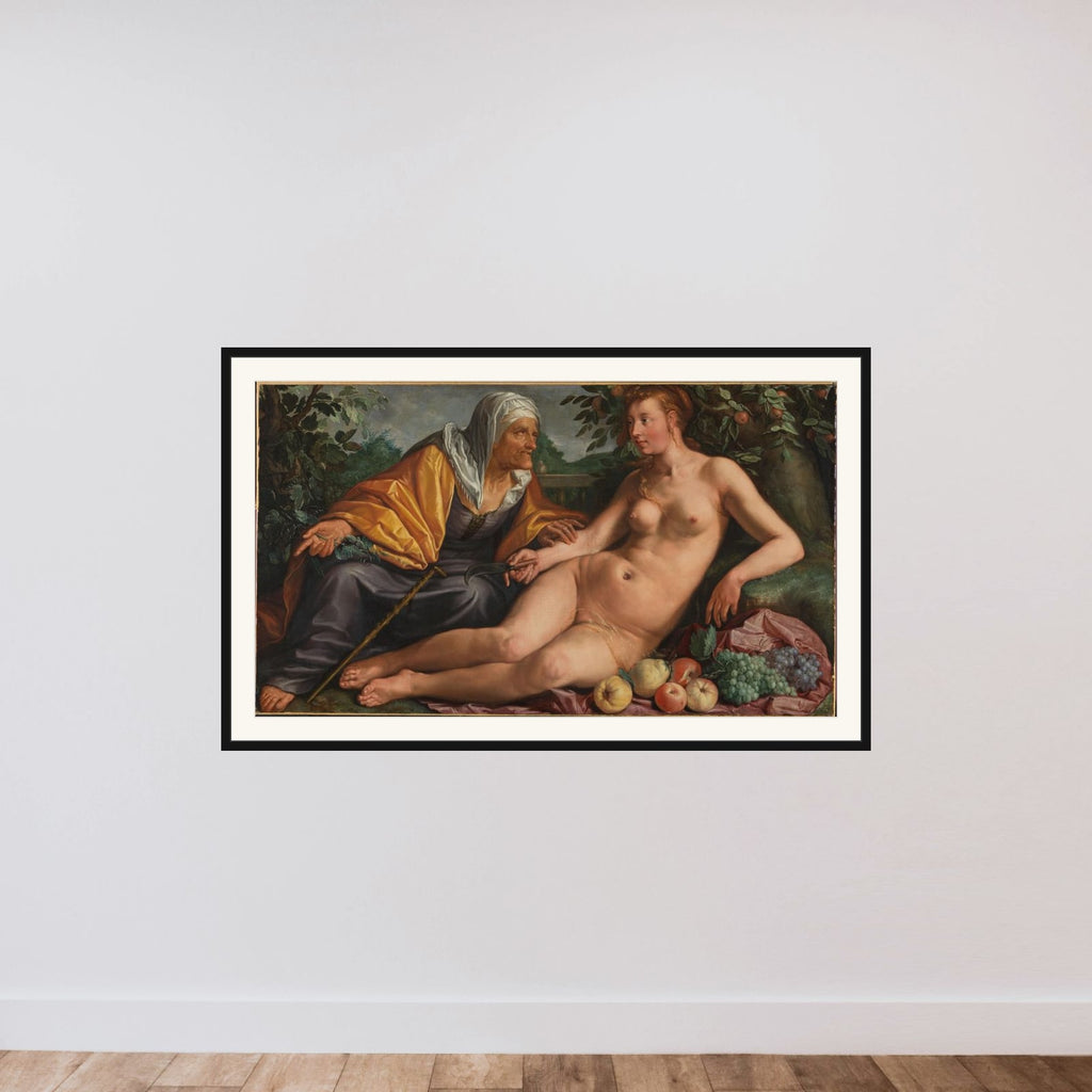 Vertumnus and Pomona framed — shown to scale