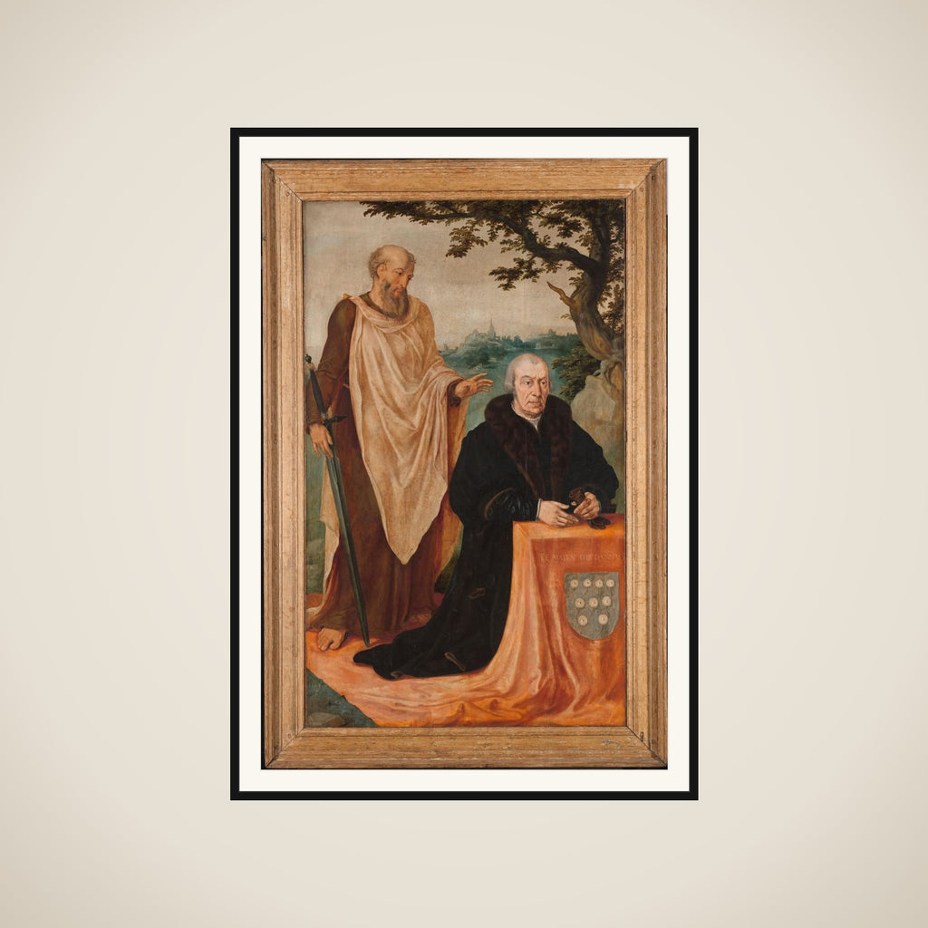 Left Wing of a Triptych: the Donor Matelief Dammasz. and St Paul (front) and the Erythraean Sibyl (back) framed