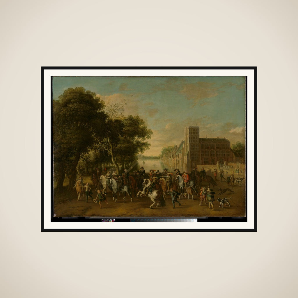 Prince Maurits, Accompanied by Prince Frederik Hendrik, Frederick V of Bohemia and his Wife Elizabeth Stuart, and Others, on the Buitenhof, The Hague framed