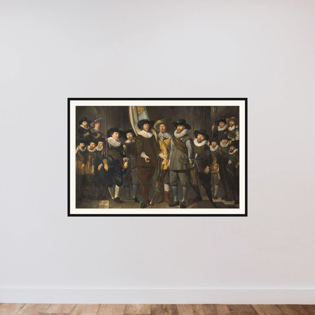 Officers and Other Civic Guardsmen of the IIIrd District of Amsterdam, under the Command of Captain Allaert Cloeck and Lieutenant Lucas Jacobsz Rotgans framed — shown to scale