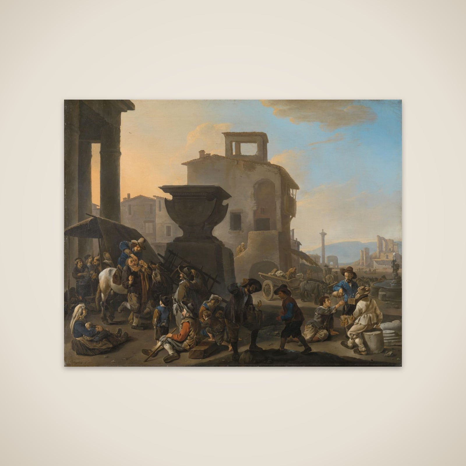 Marketplace in an Italian Town, with an Itinerant Toothpuller unframed print