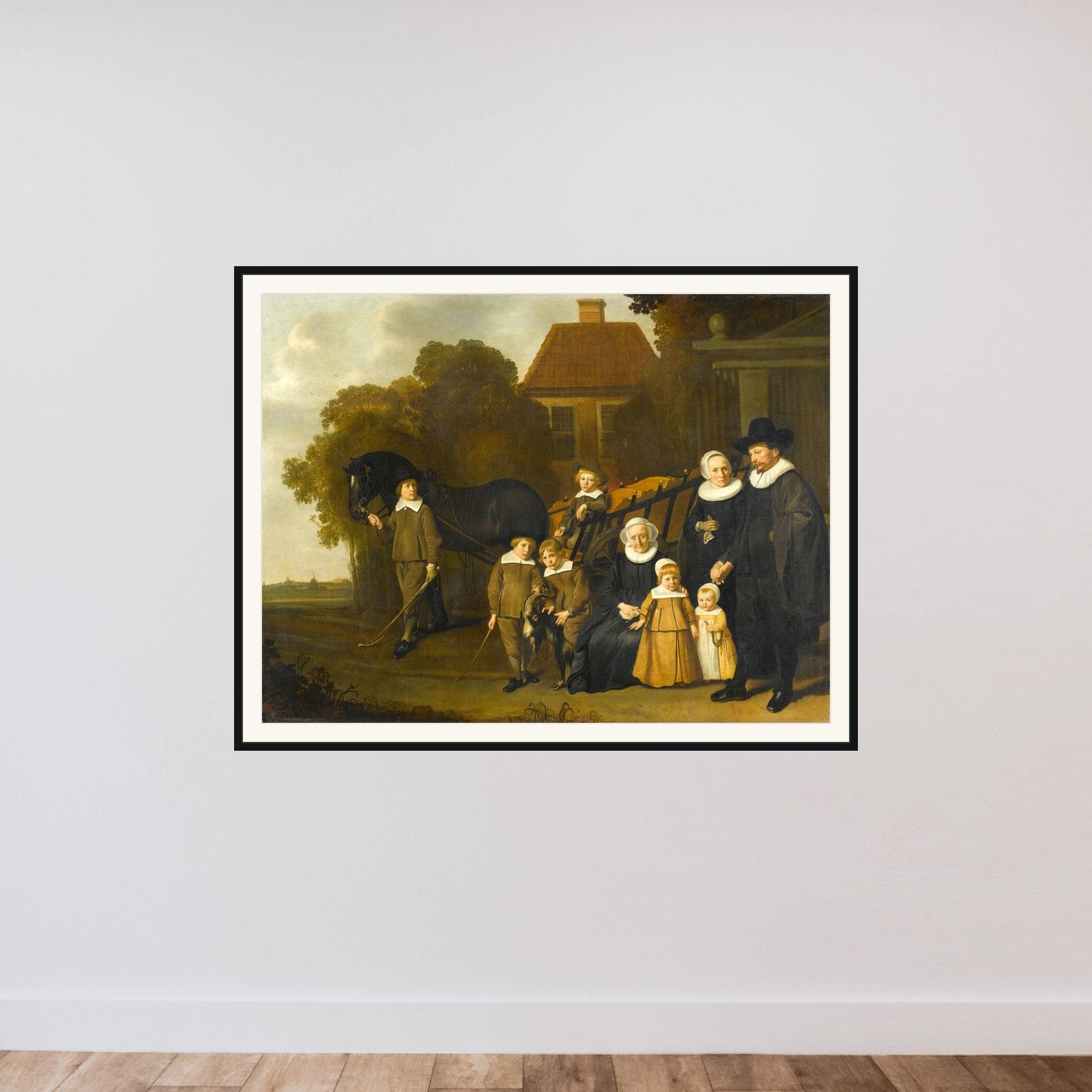 Portrait of the Meebeeck Cruywagen Family near the Gate of their Country Home on Uitweg near Amsterdam framed — shown to scale