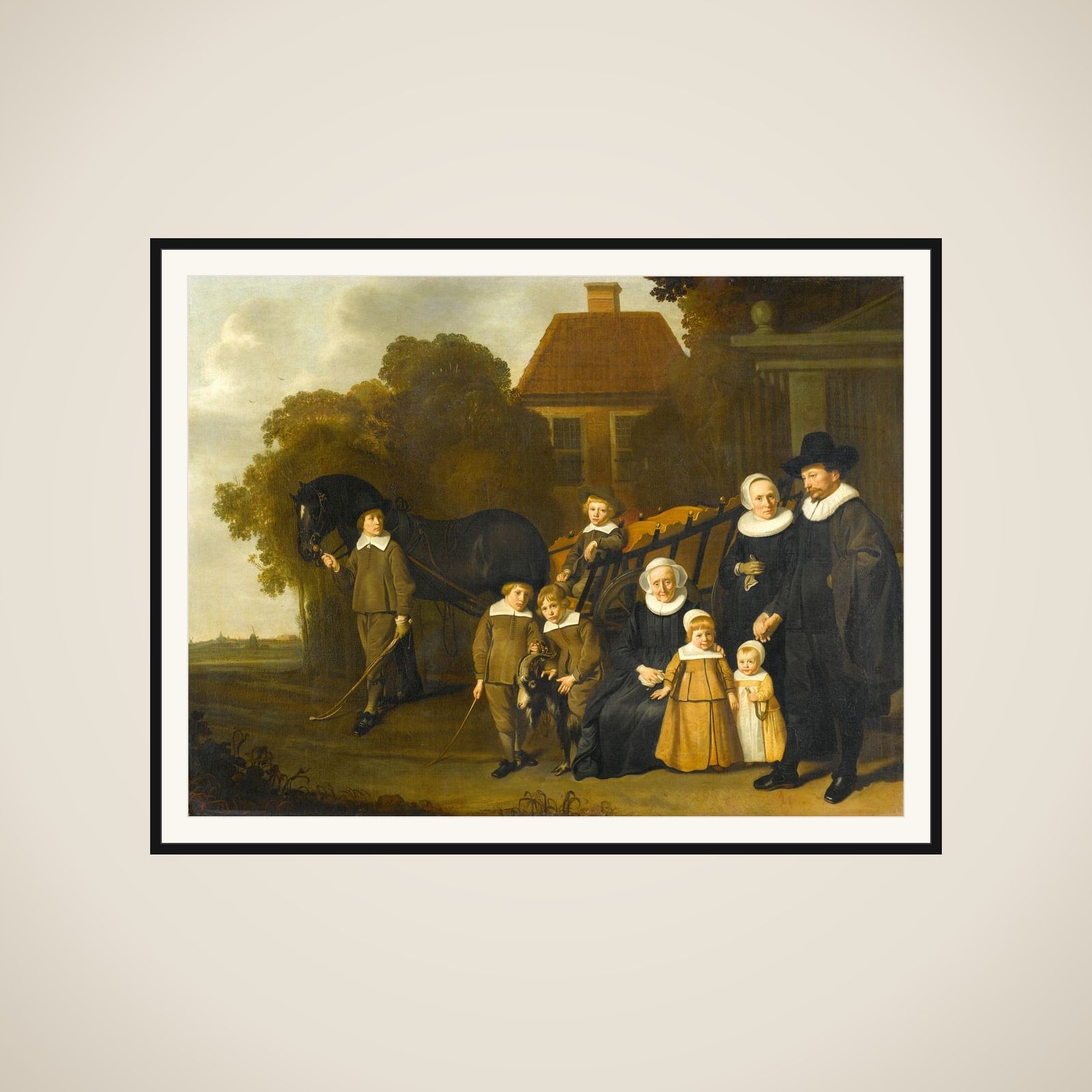 Portrait of the Meebeeck Cruywagen Family near the Gate of their Country Home on Uitweg near Amsterdam framed