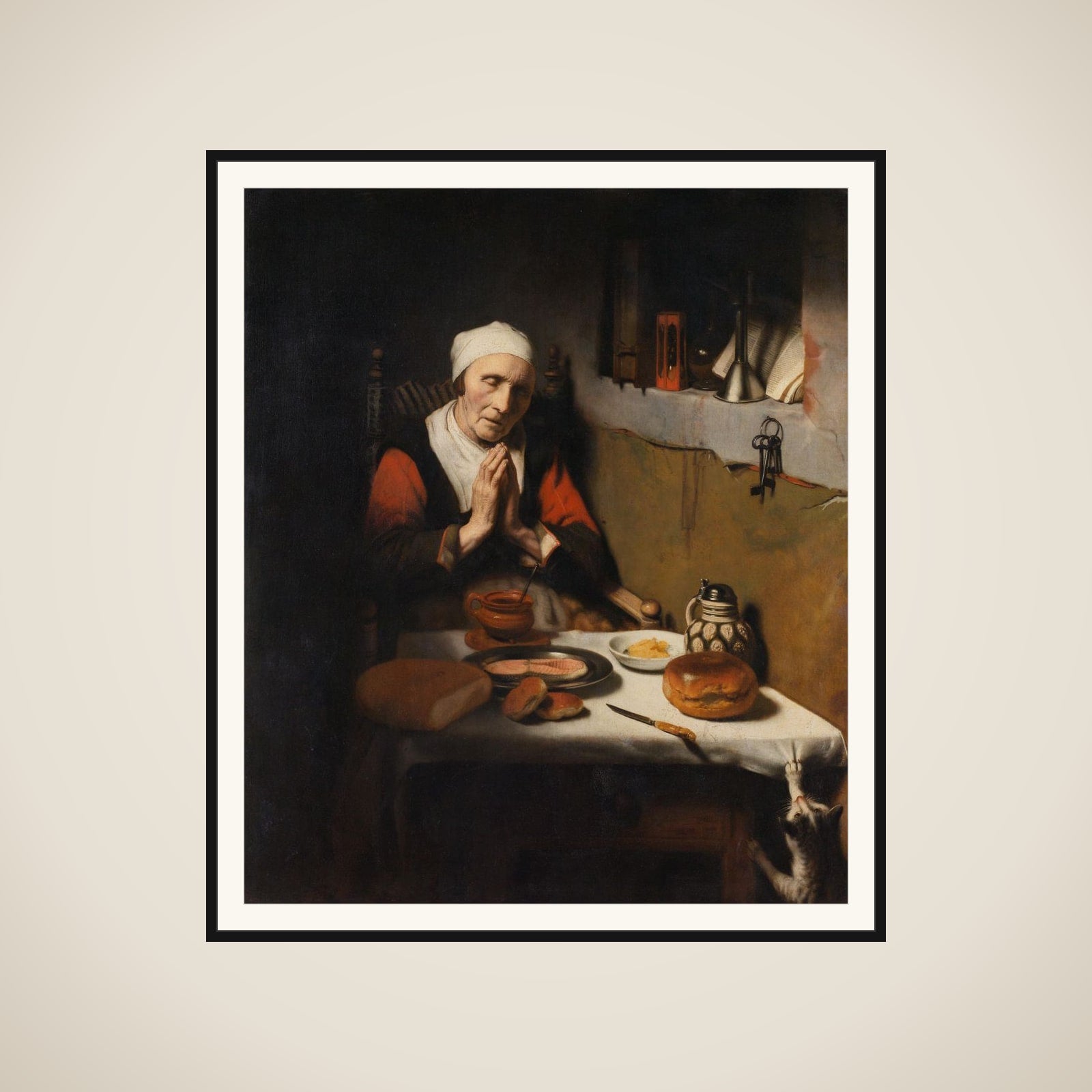 Old Woman Saying Grace, Known as ‘The Prayer without End’ framed