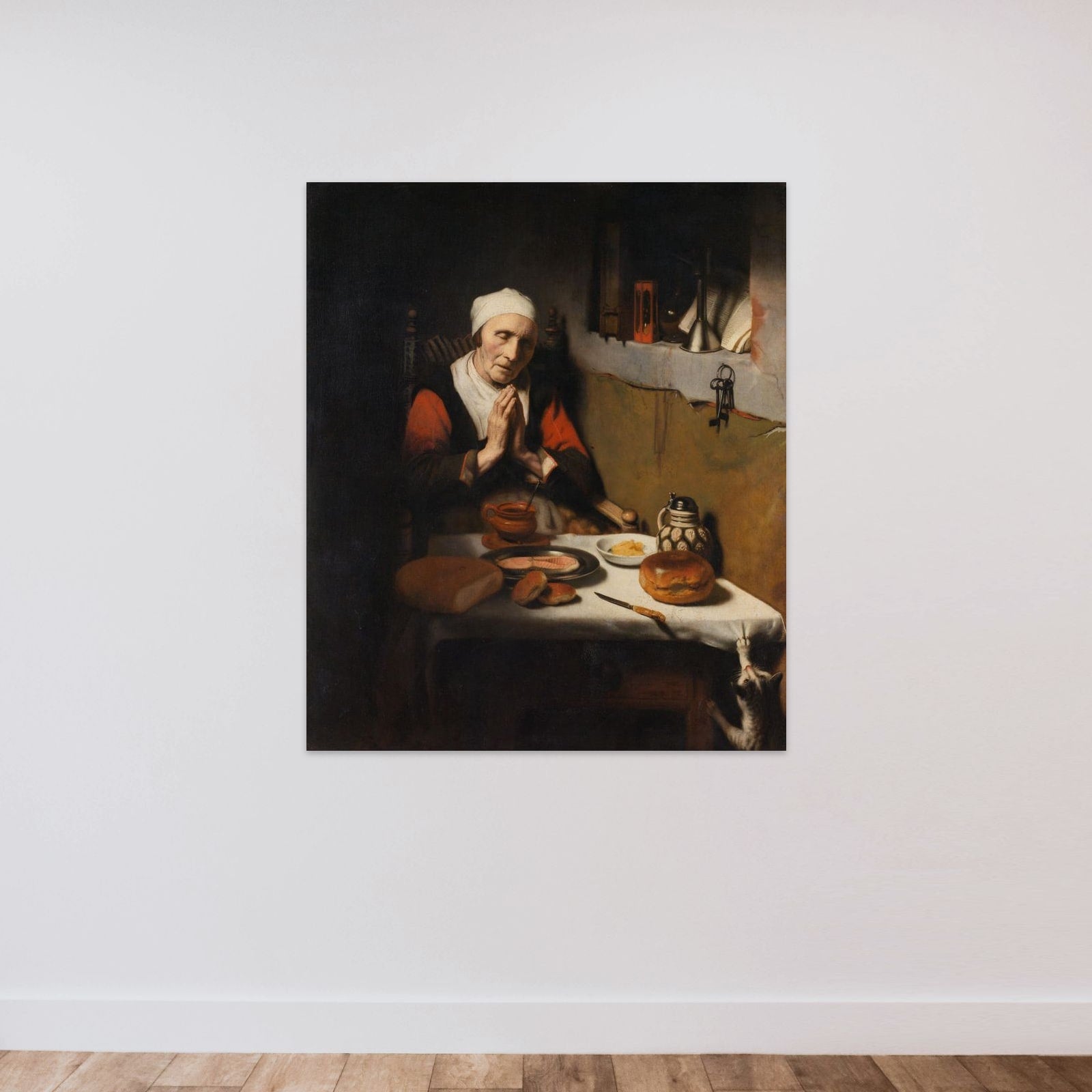 Old Woman Saying Grace, Known as ‘The Prayer without End’ unframed — shown to scale