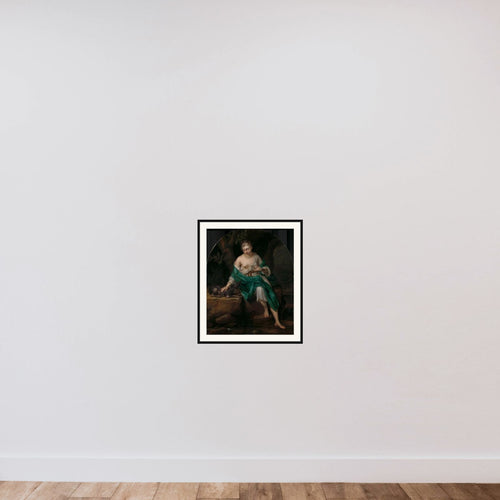 Allegorical Figure of a Woman with a Dog framed — shown to scale