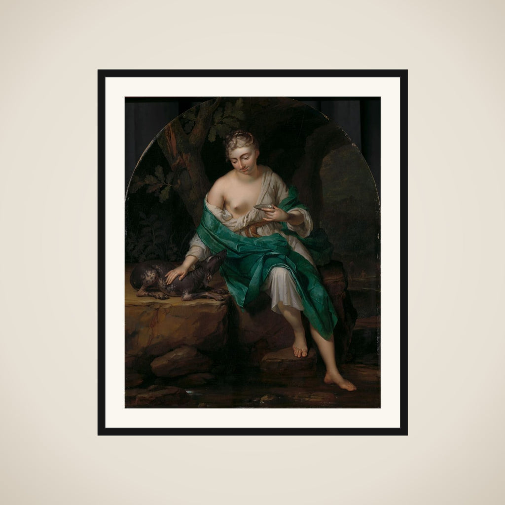 Allegorical Figure of a Woman with a Dog framed