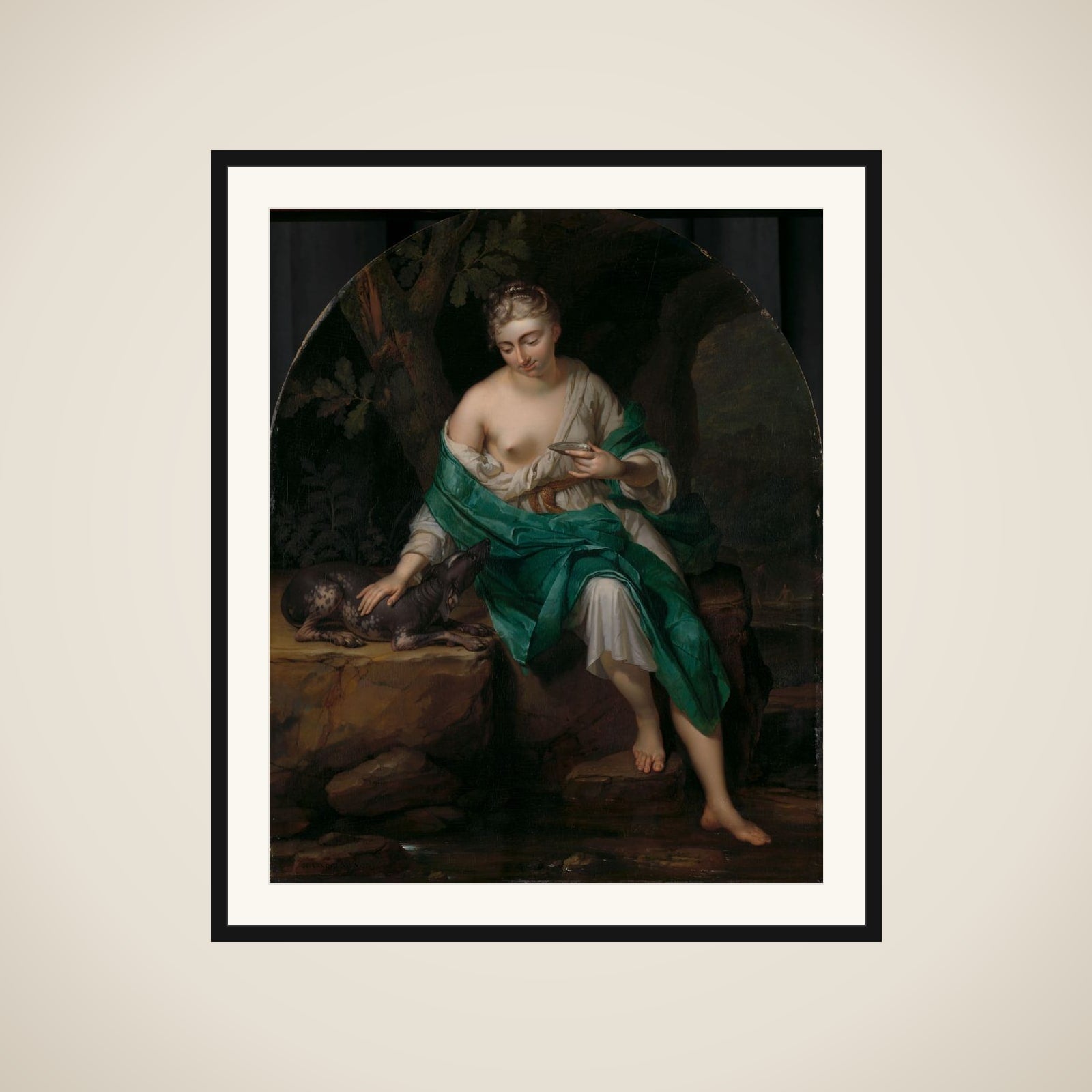 Allegorical Figure of a Woman with a Dog framed