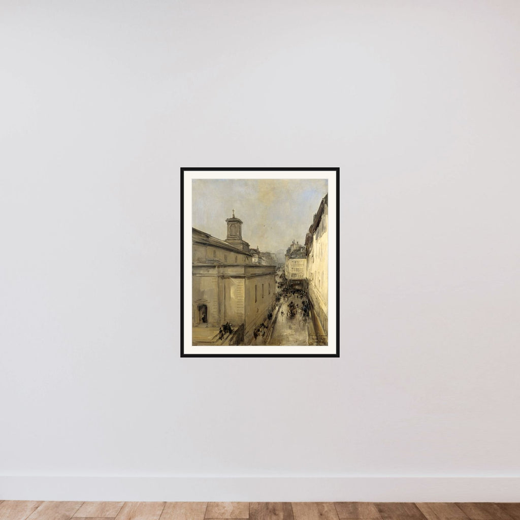 View of the Church of Notre Dame de Lorette and the Rue Fléchier, Paris framed — shown to scale