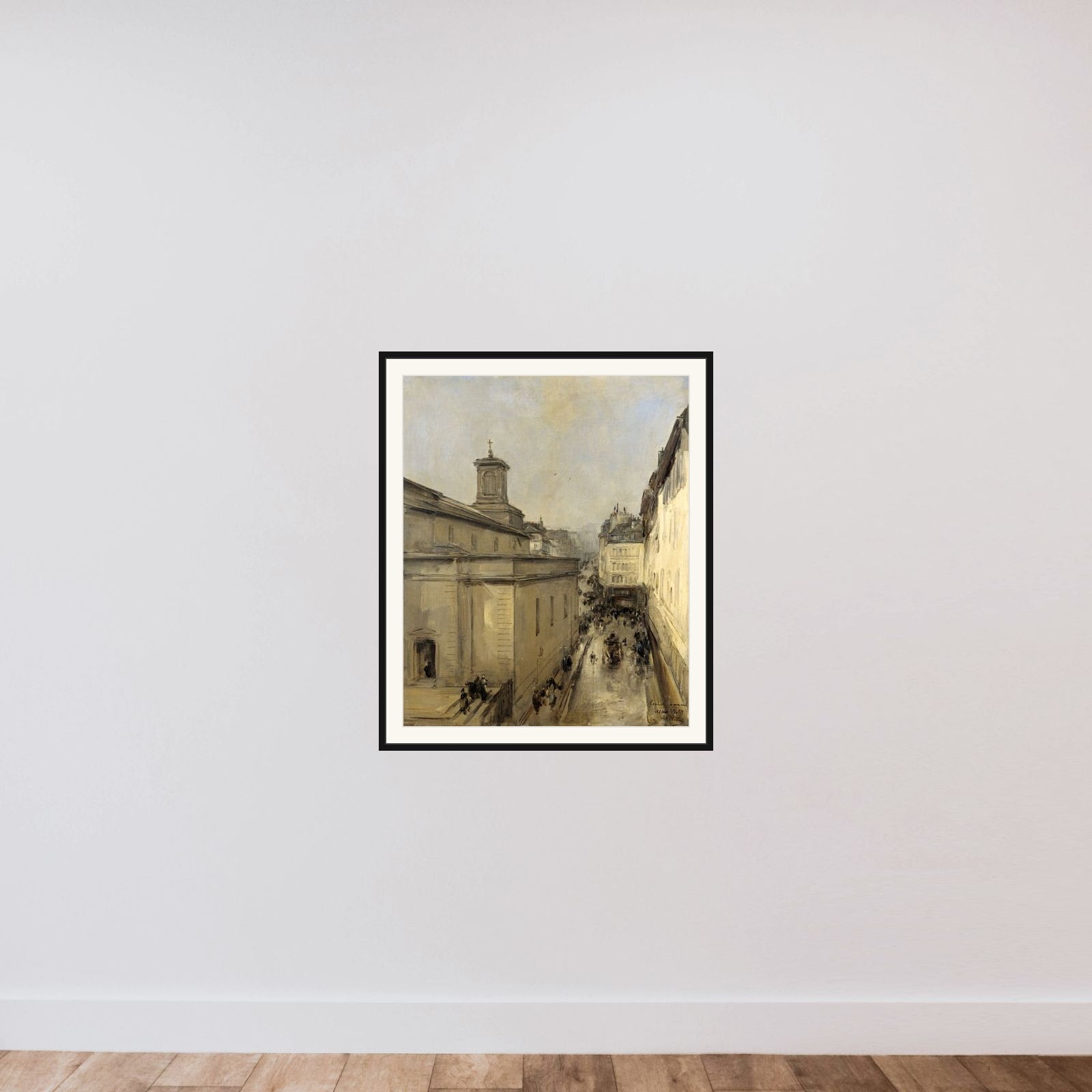 View of the Church of Notre Dame de Lorette and the Rue Fléchier, Paris framed — shown to scale