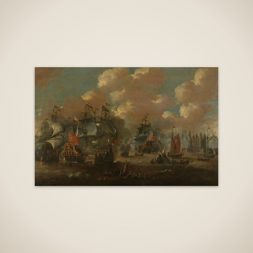 The Battle of the Sound with the Eendracht Engaging Two Swedish Warships, 1658 unframed print