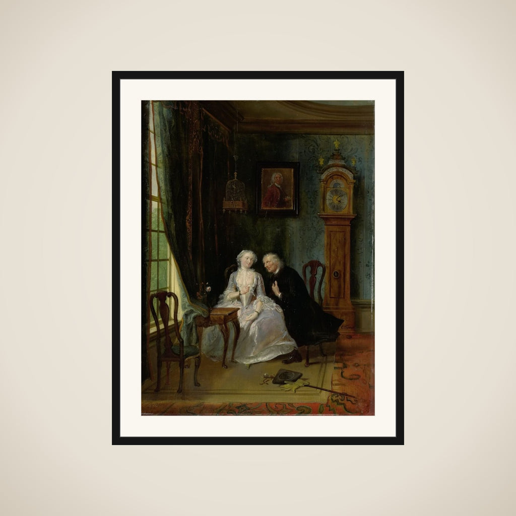 "Unseemly Love, perhaps a scene of the Widower Joost with Lucia, 2nd scene from the play ""De wanhebbelijke liefde"" by CJ van der Lijn " framed