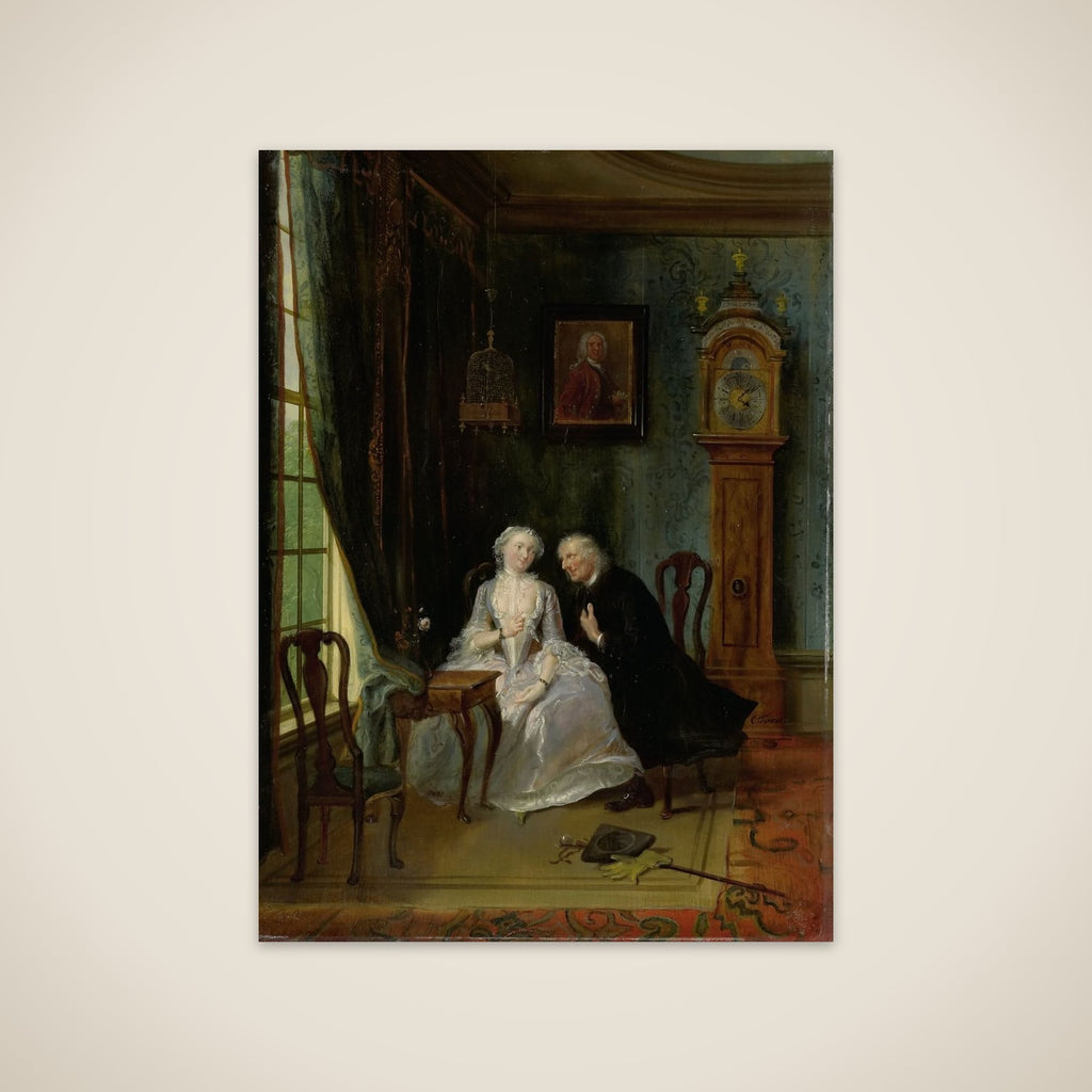 "Unseemly Love, perhaps a scene of the Widower Joost with Lucia, 2nd scene from the play ""De wanhebbelijke liefde"" by CJ van der Lijn " unframed print
