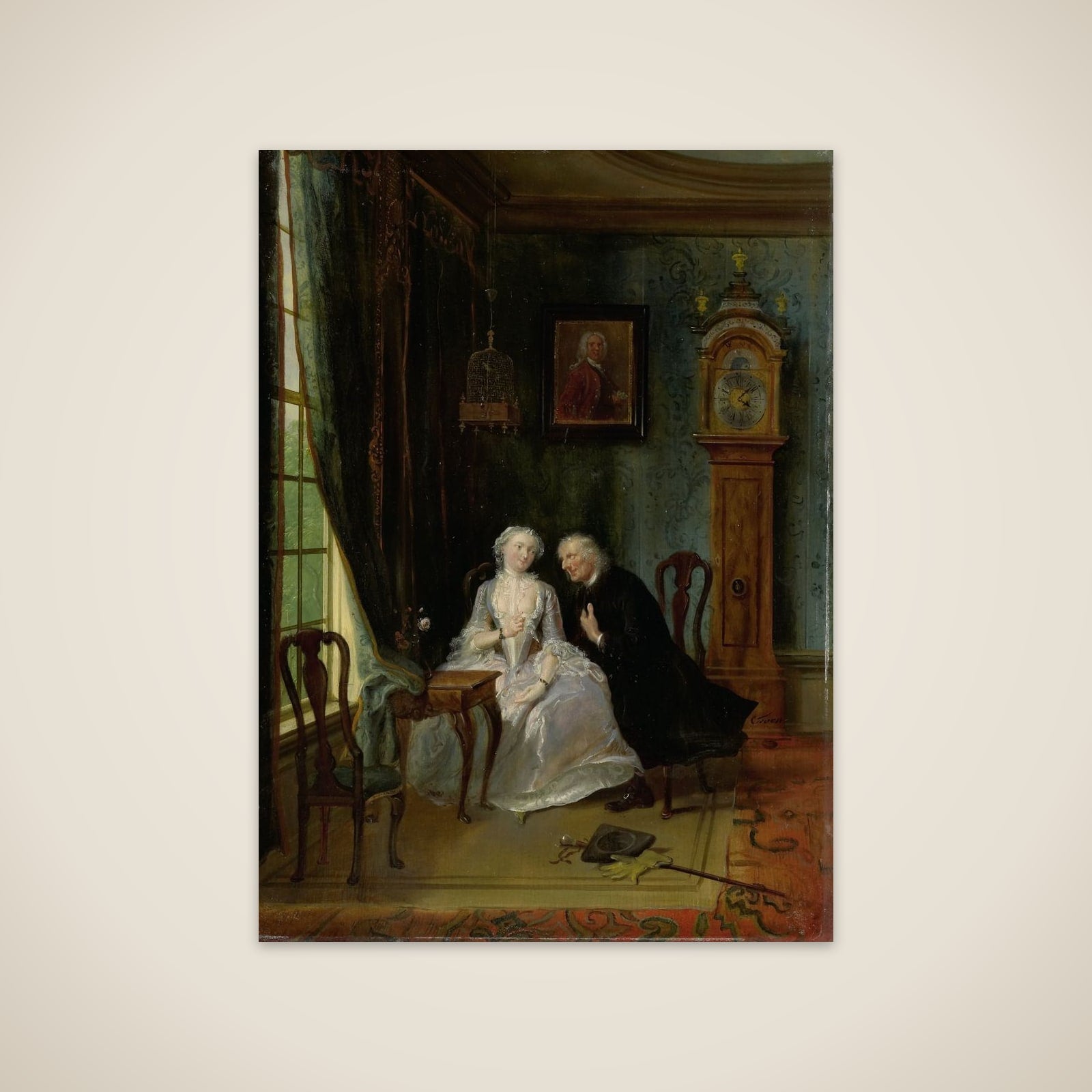 "Unseemly Love, perhaps a scene of the Widower Joost with Lucia, 2nd scene from the play ""De wanhebbelijke liefde"" by CJ van der Lijn " unframed print