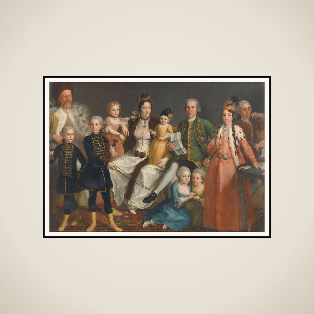 David George van Lennep (1712-97), Senior Merchant of the Dutch Factory at Smyrna, and his Wife and Children framed
