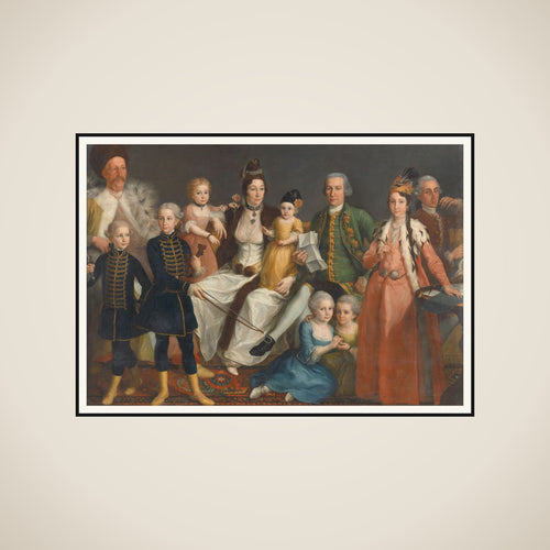 David George van Lennep (1712-97), Senior Merchant of the Dutch Factory at Smyrna, and his Wife and Children framed