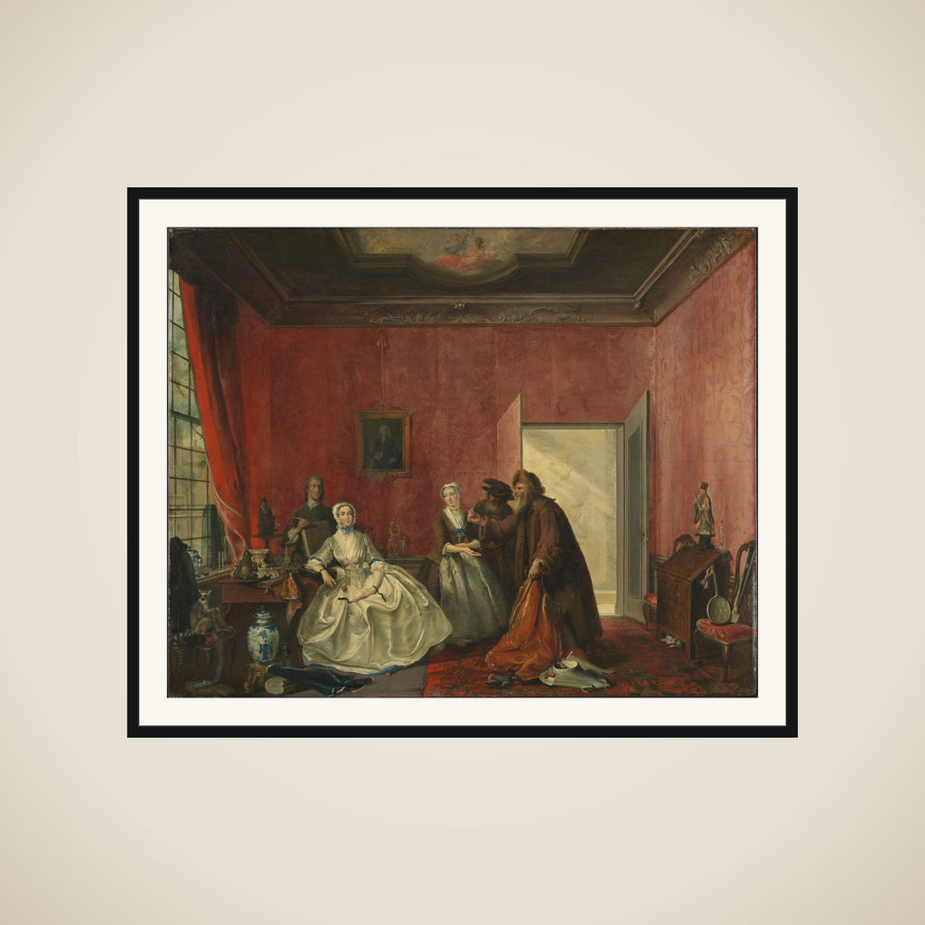 The Spendthrift or the Wasteful Woman, act III, scene V, from the Play by Thomas Asselijn (Joanna and the Polish Jewish Traders) framed
