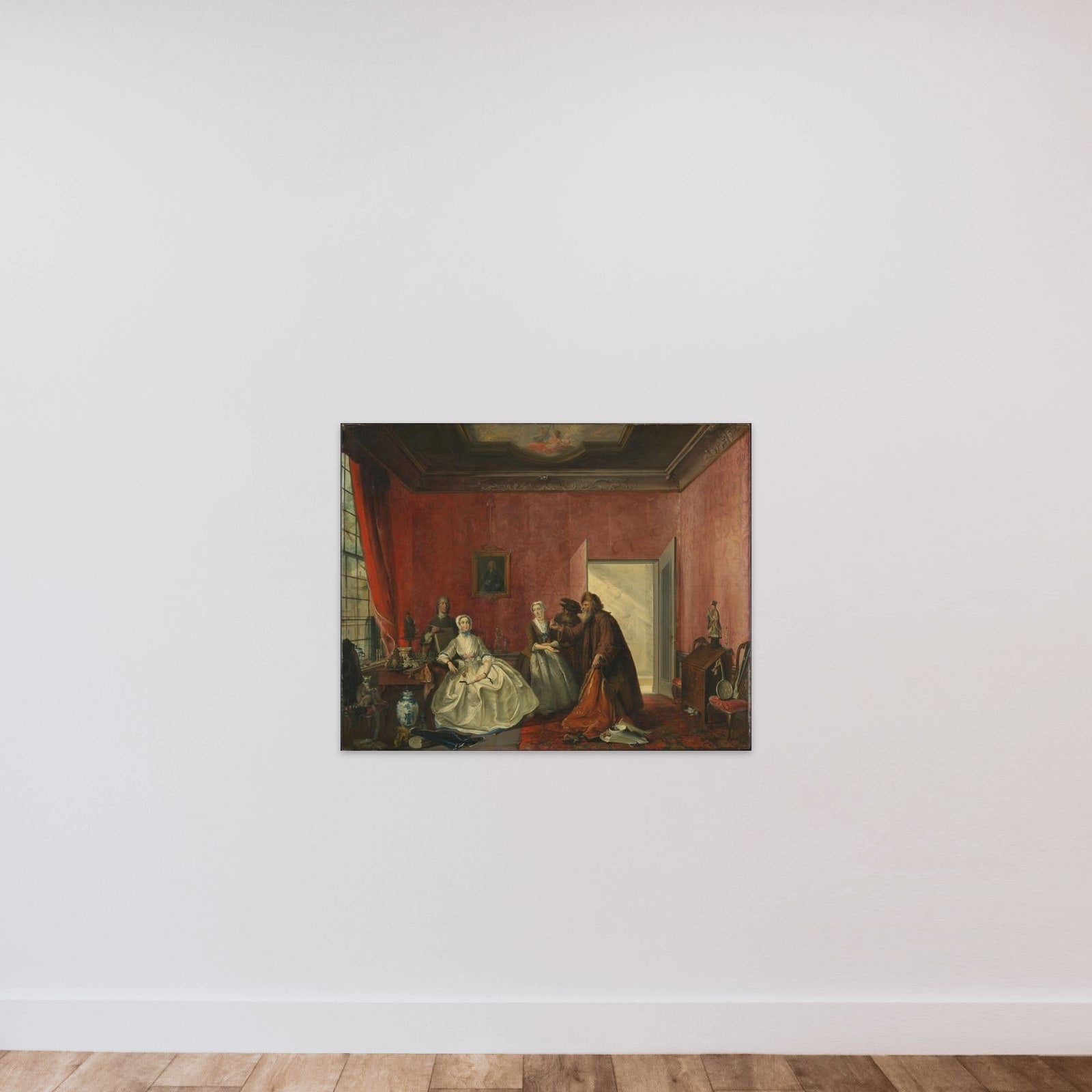 The Spendthrift or the Wasteful Woman, act III, scene V, from the Play by Thomas Asselijn (Joanna and the Polish Jewish Traders) unframed — shown to scale