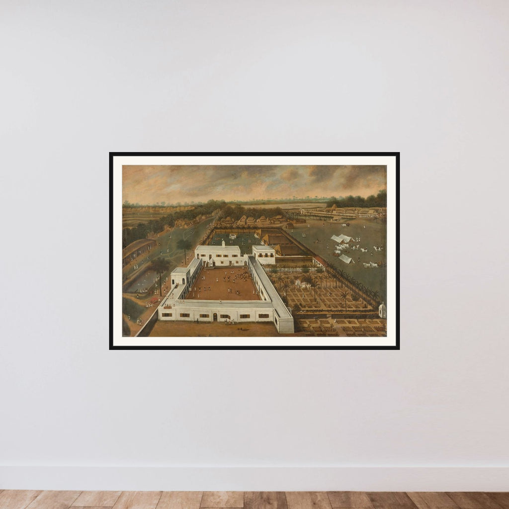 A Dutch Factory in Bengal, probably Cossimbazar framed — shown to scale