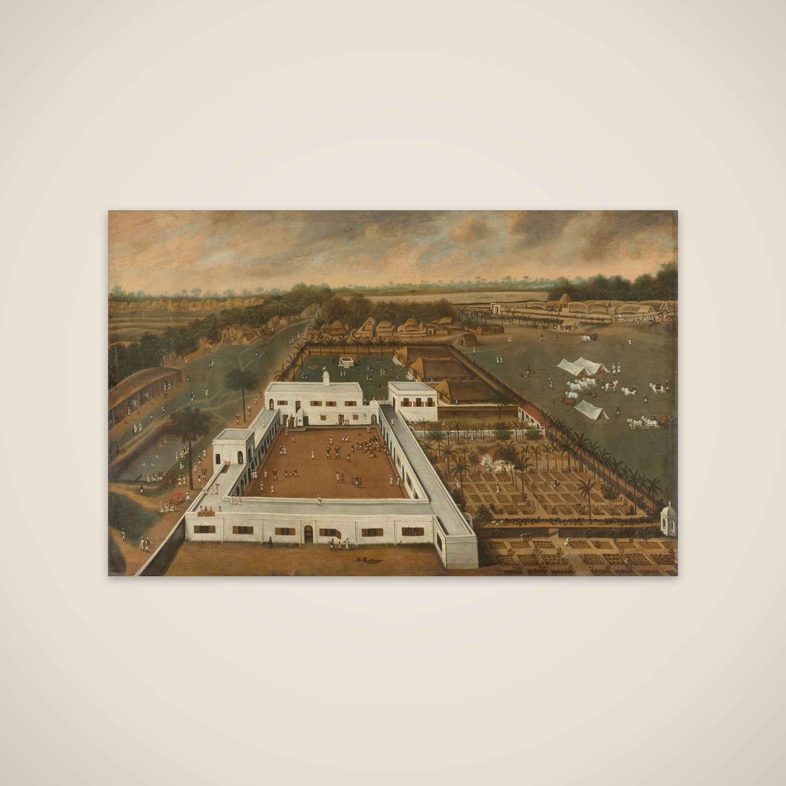 A Dutch Factory in Bengal, probably Cossimbazar unframed print