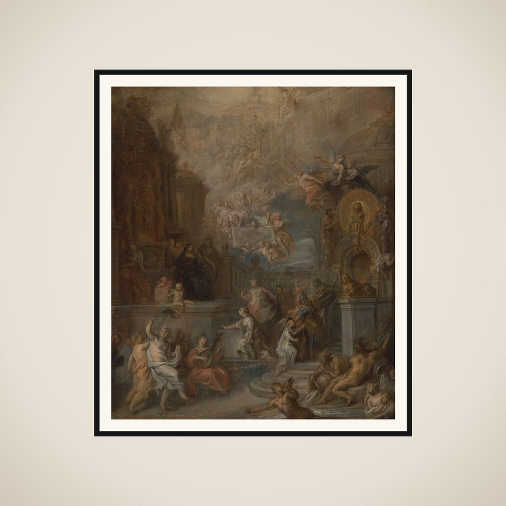 Allegory of the Farewell of William III from Amalia van Solms following the transfer of Regency to the States General framed