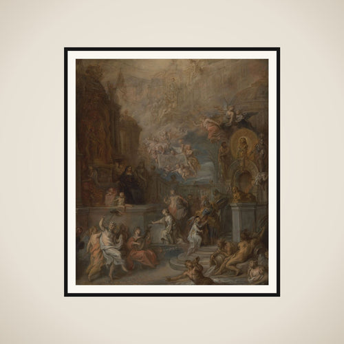 Allegory of the Farewell of William III from Amalia van Solms following the transfer of Regency to the States General framed