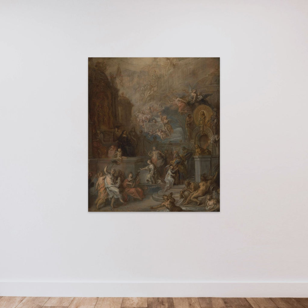 Allegory of the Farewell of William III from Amalia van Solms following the transfer of Regency to the States General unframed — shown to scale
