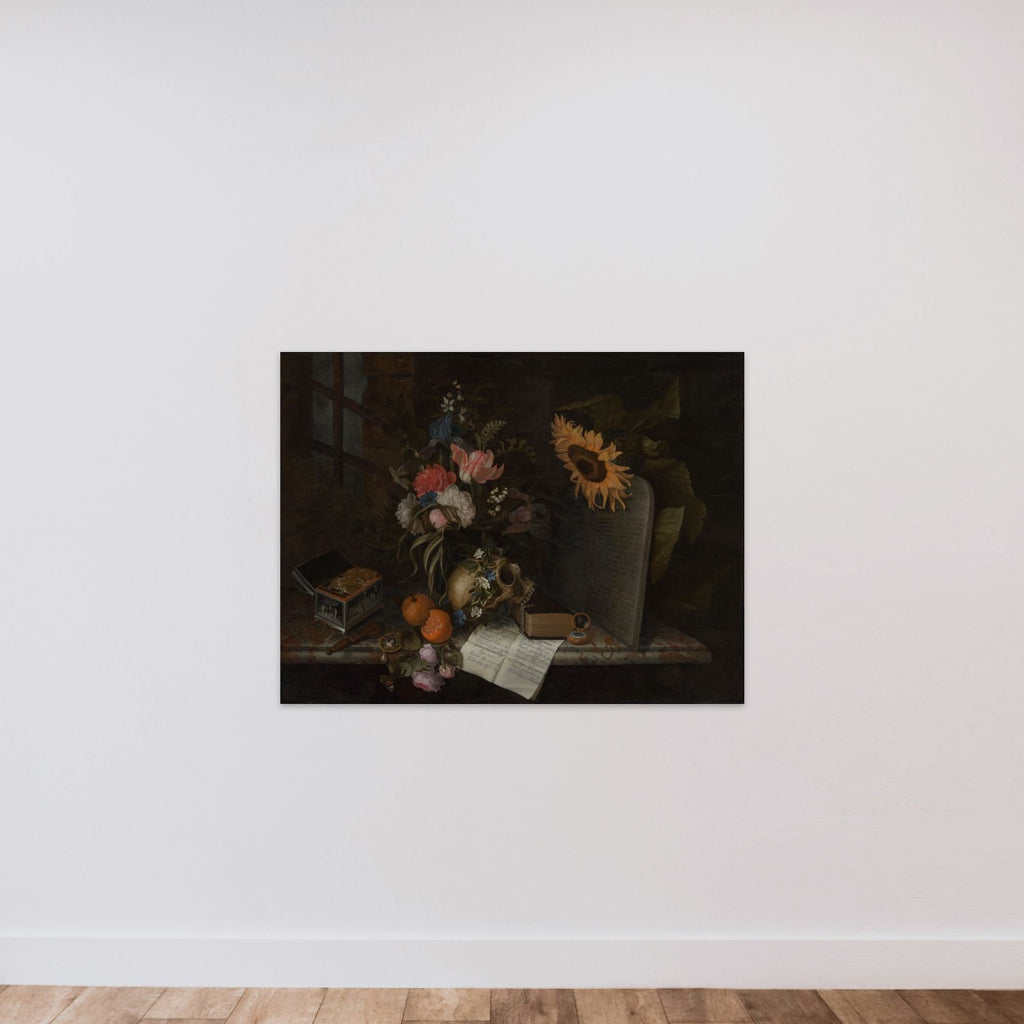 Vanitas stilleven unframed — shown to scale