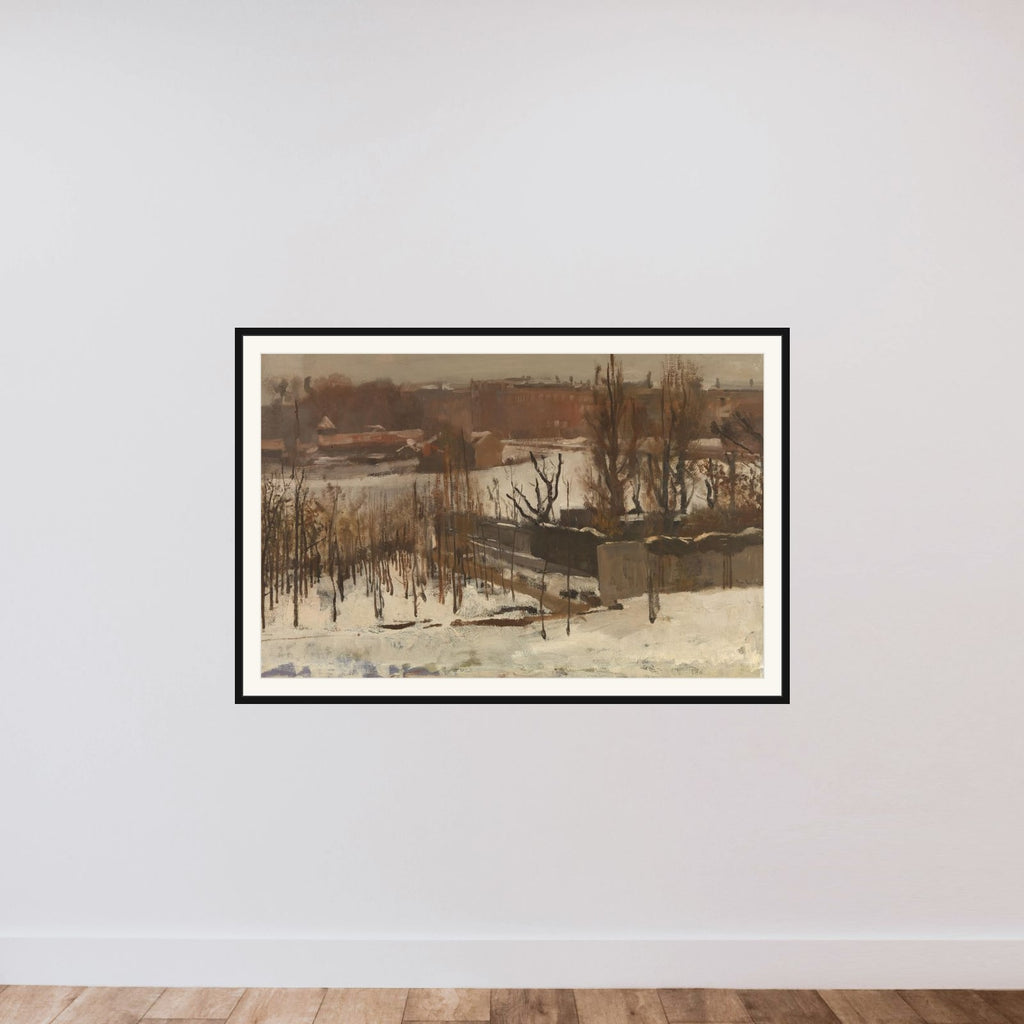 View of the Oosterpark, Amsterdam, in the Snow framed — shown to scale