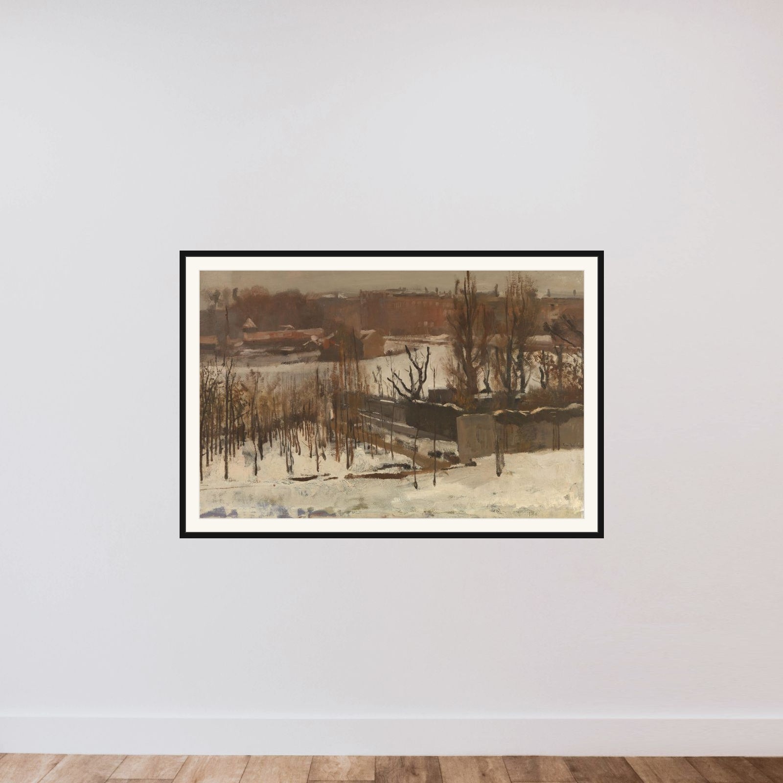 View of the Oosterpark, Amsterdam, in the Snow framed — shown to scale