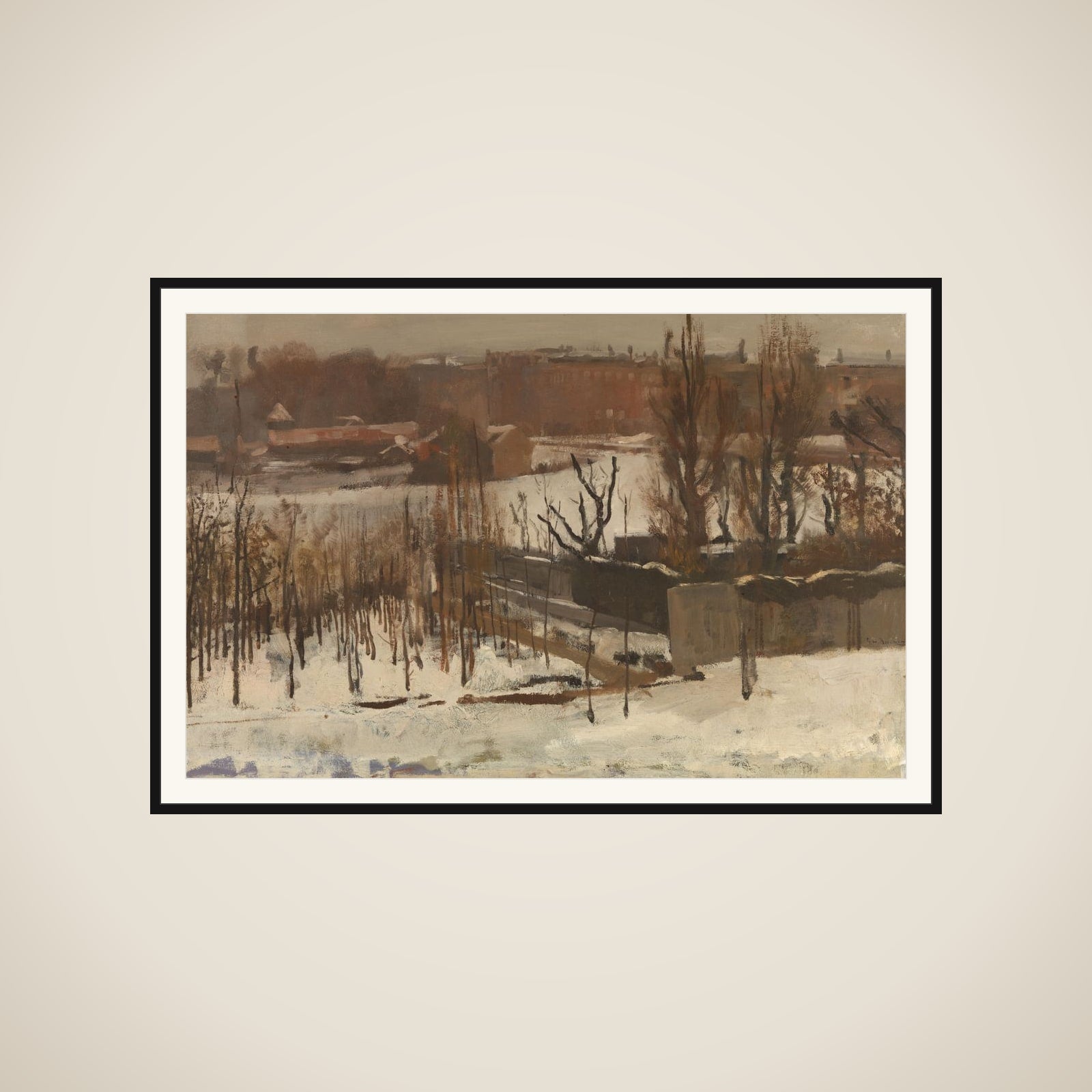 View of the Oosterpark, Amsterdam, in the Snow framed