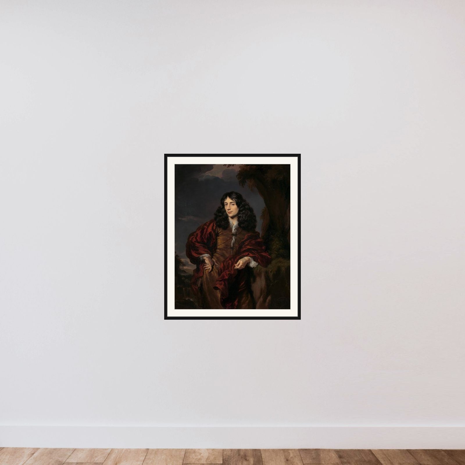 Portrait of a young man, possibly Simon van Alphen (1650-1730) framed — shown to scale