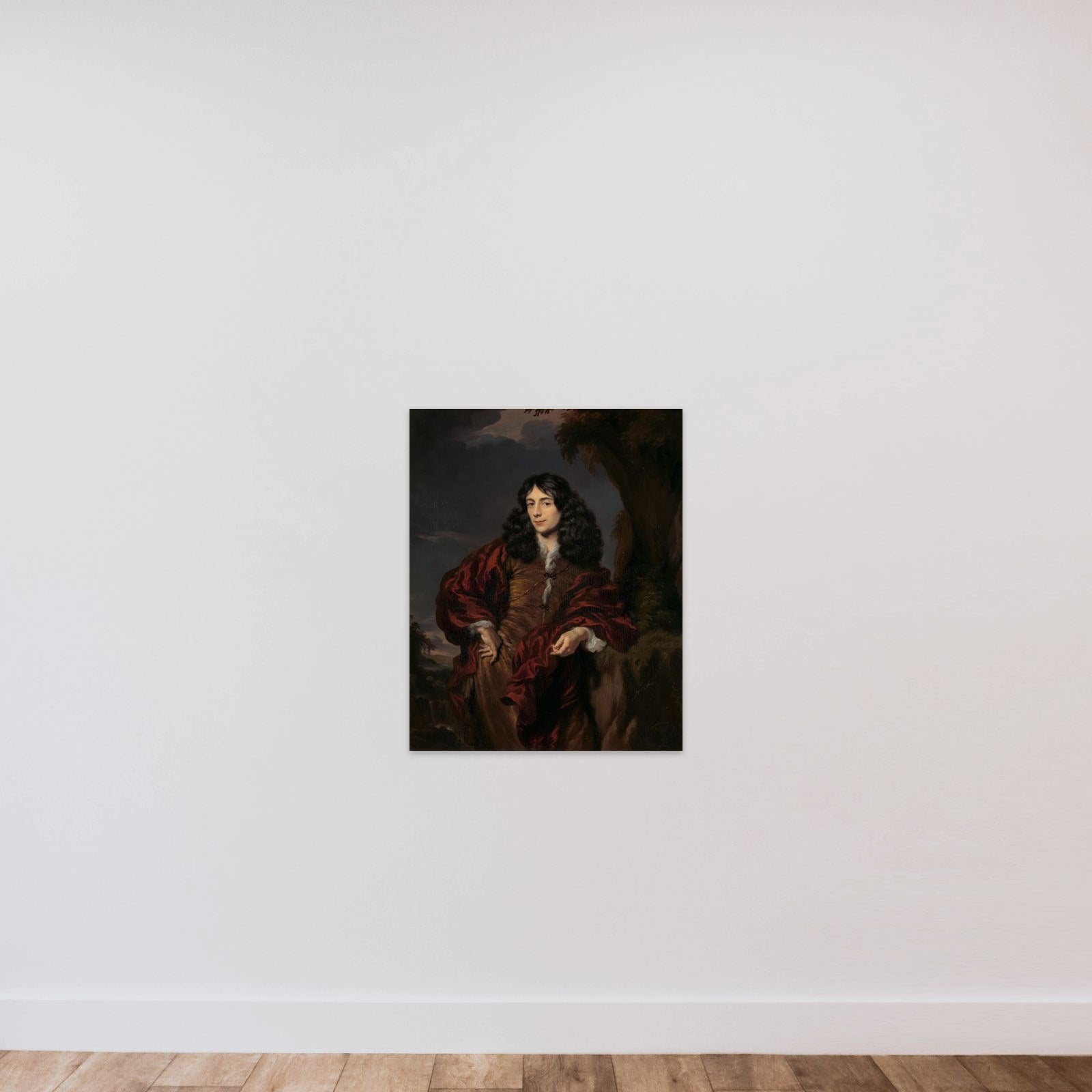 Portrait of a young man, possibly Simon van Alphen (1650-1730) unframed — shown to scale