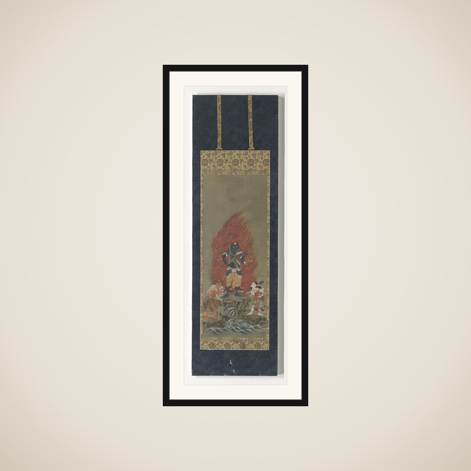 Fudōmyōō with attendants Kongara dōji and Seitaka dōji framed