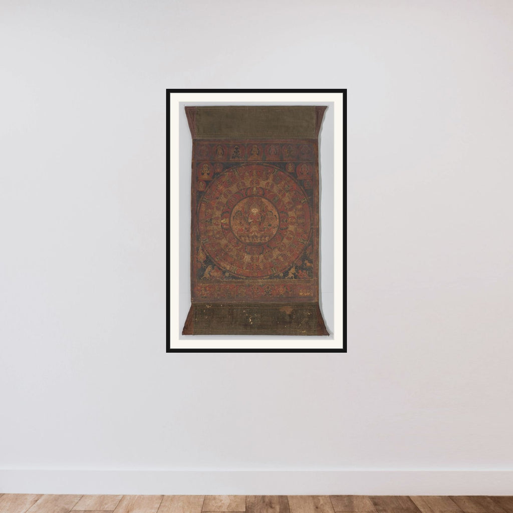 Schildering op doek van Candra framed — shown to scale