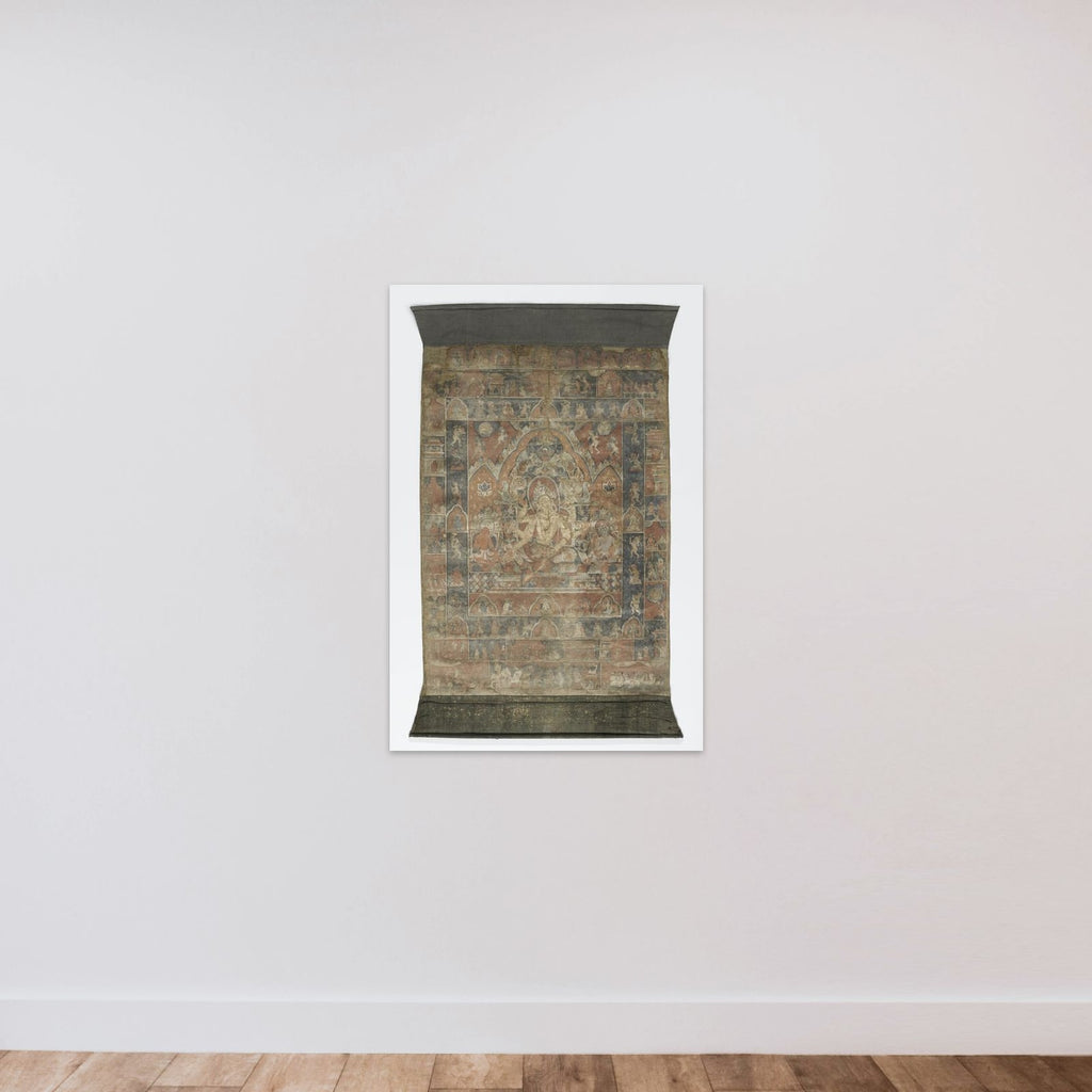 Schildering op doek van Vasudhara unframed — shown to scale